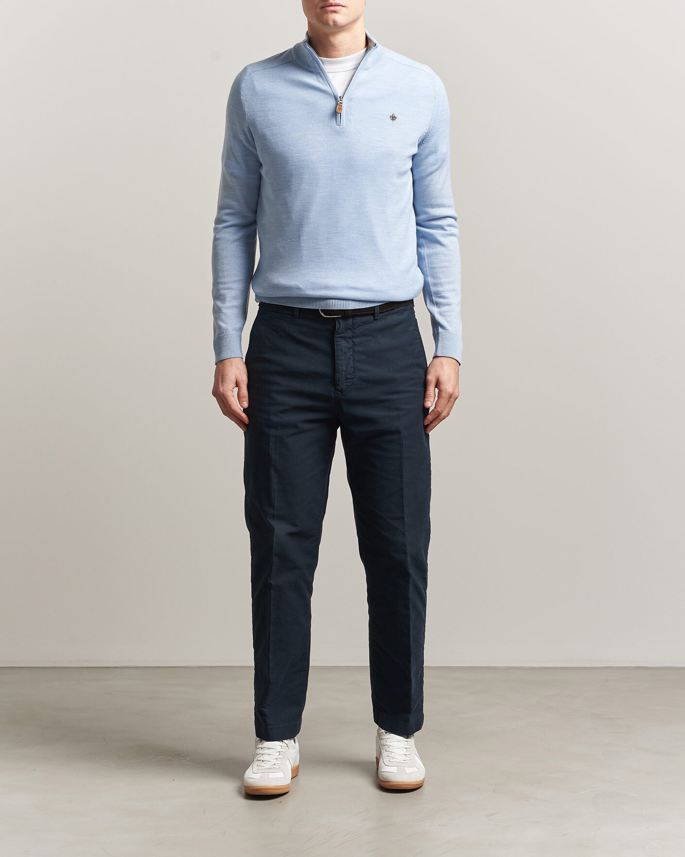 Herre | Gensere | Morris | John Merino Half-Zip Light Blue