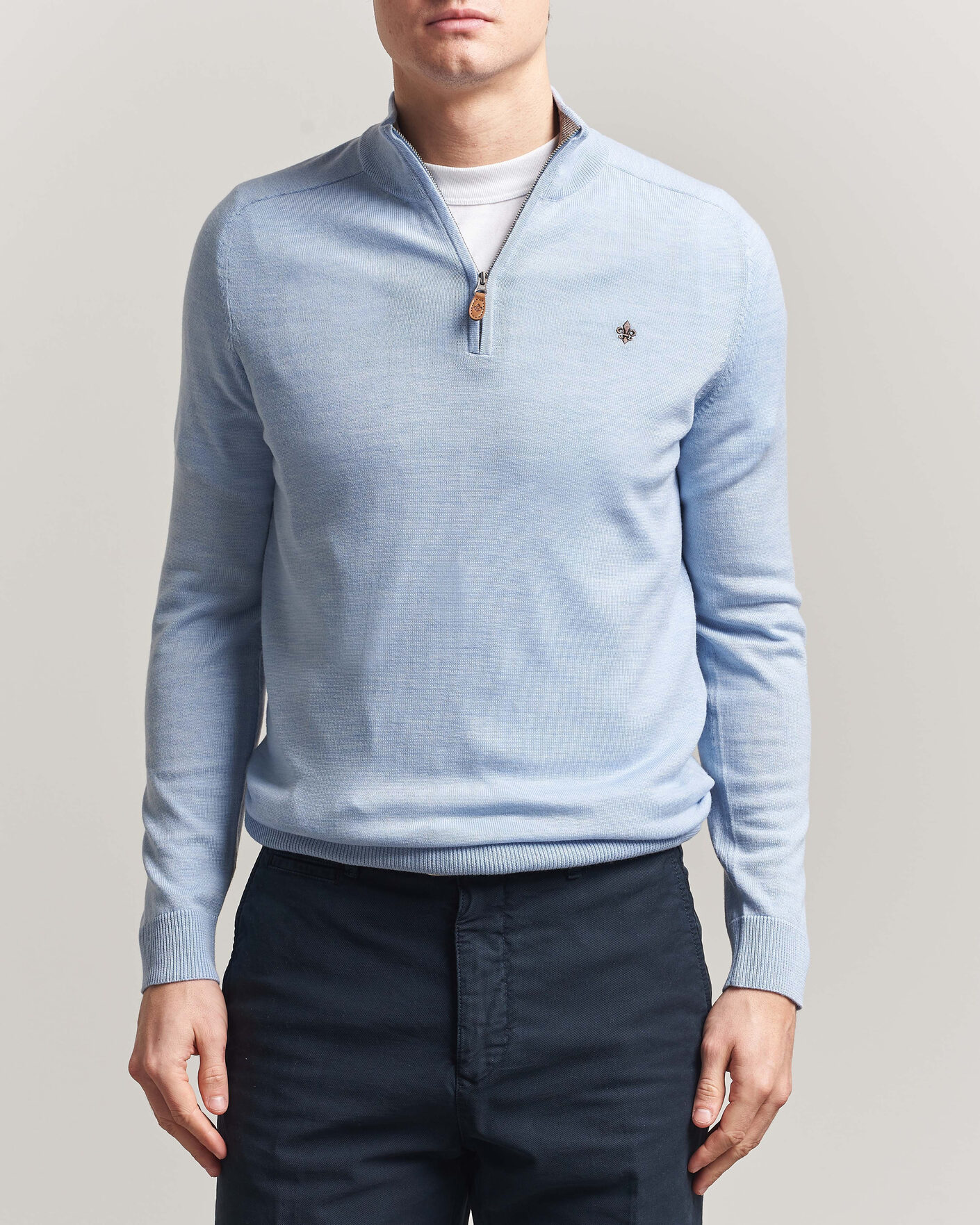 Herre | Gensere | Morris | John Merino Half-Zip Light Blue
