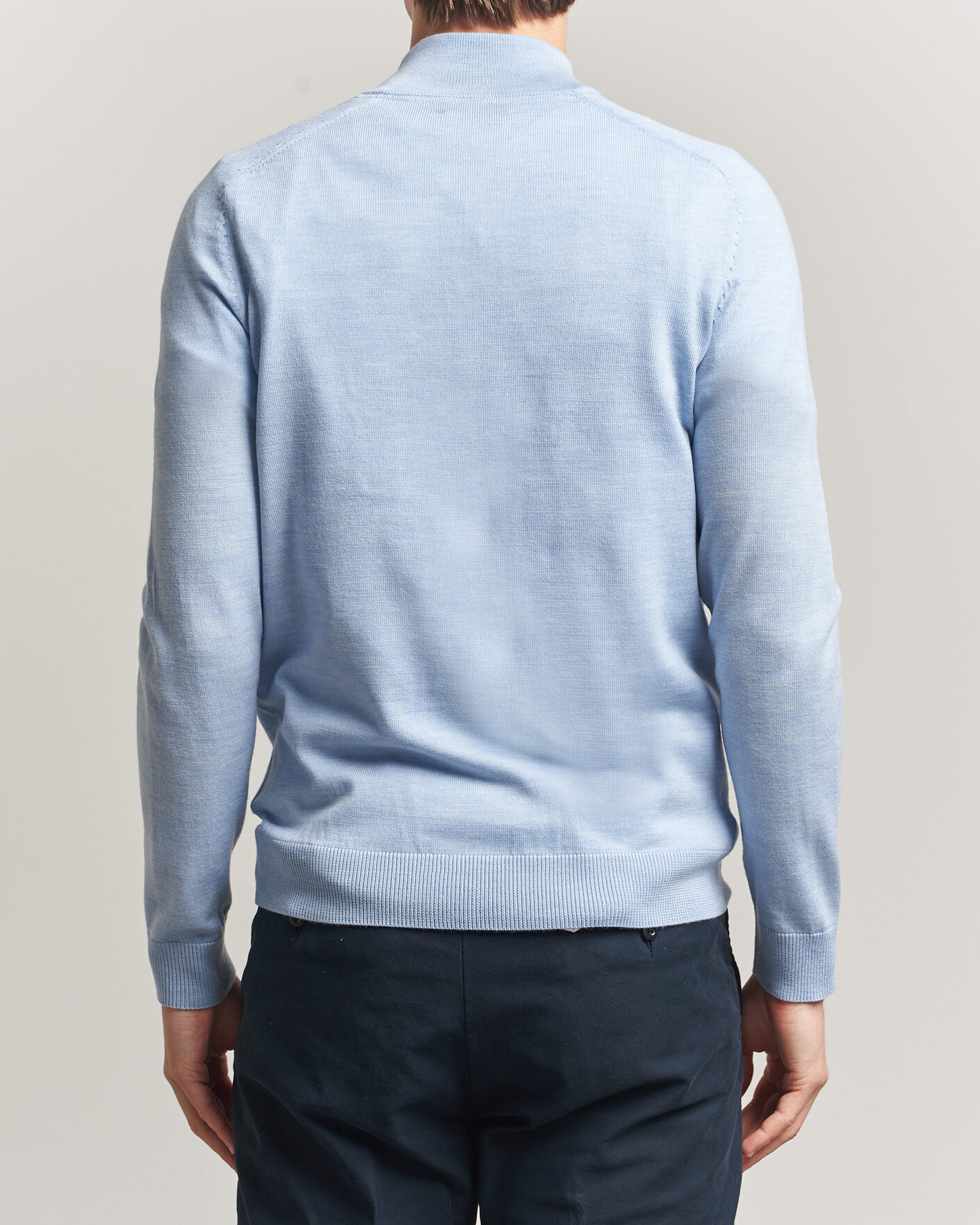 Herre | Gensere | Morris | John Merino Half-Zip Light Blue