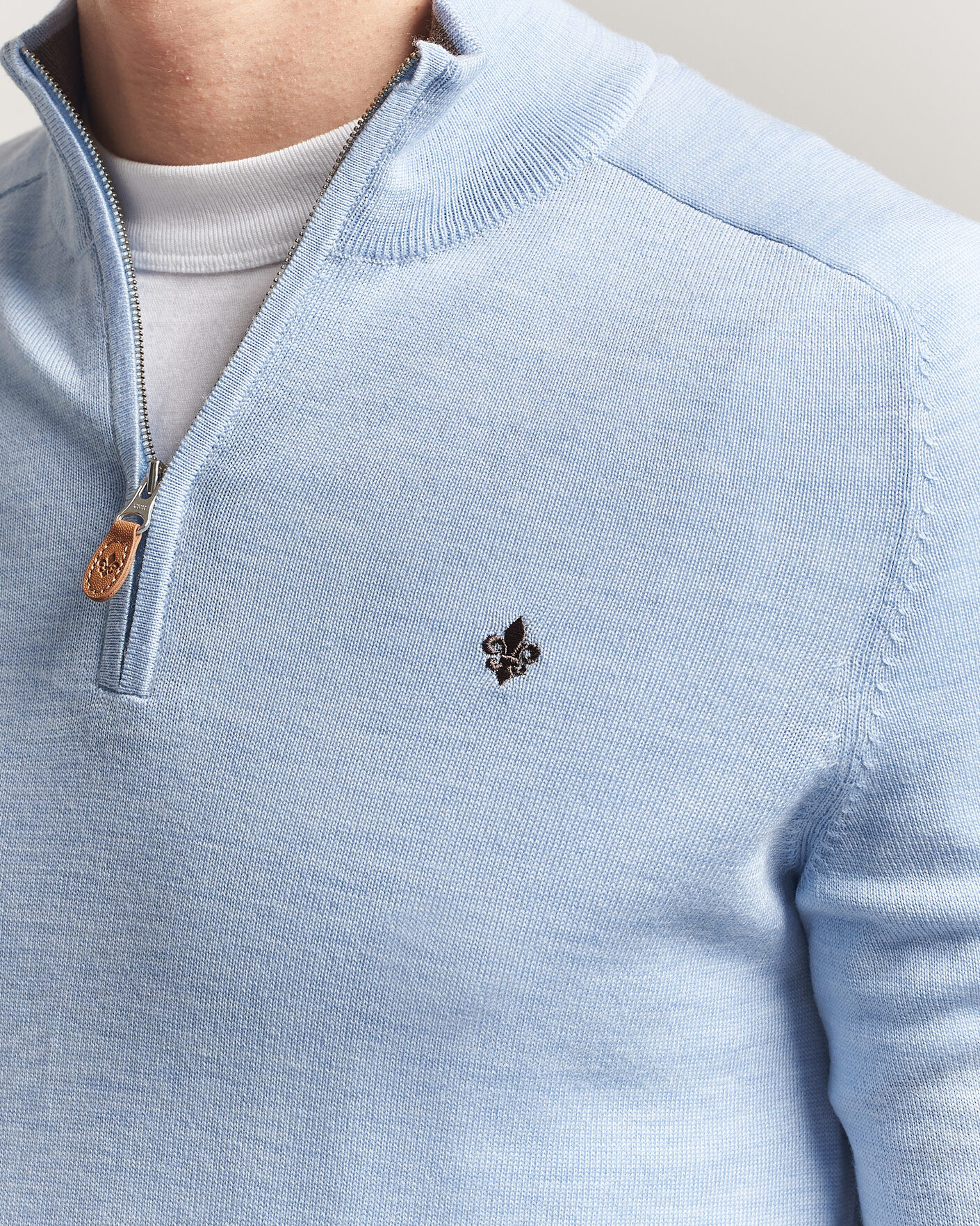 Herre | Gensere | Morris | John Merino Half-Zip Light Blue
