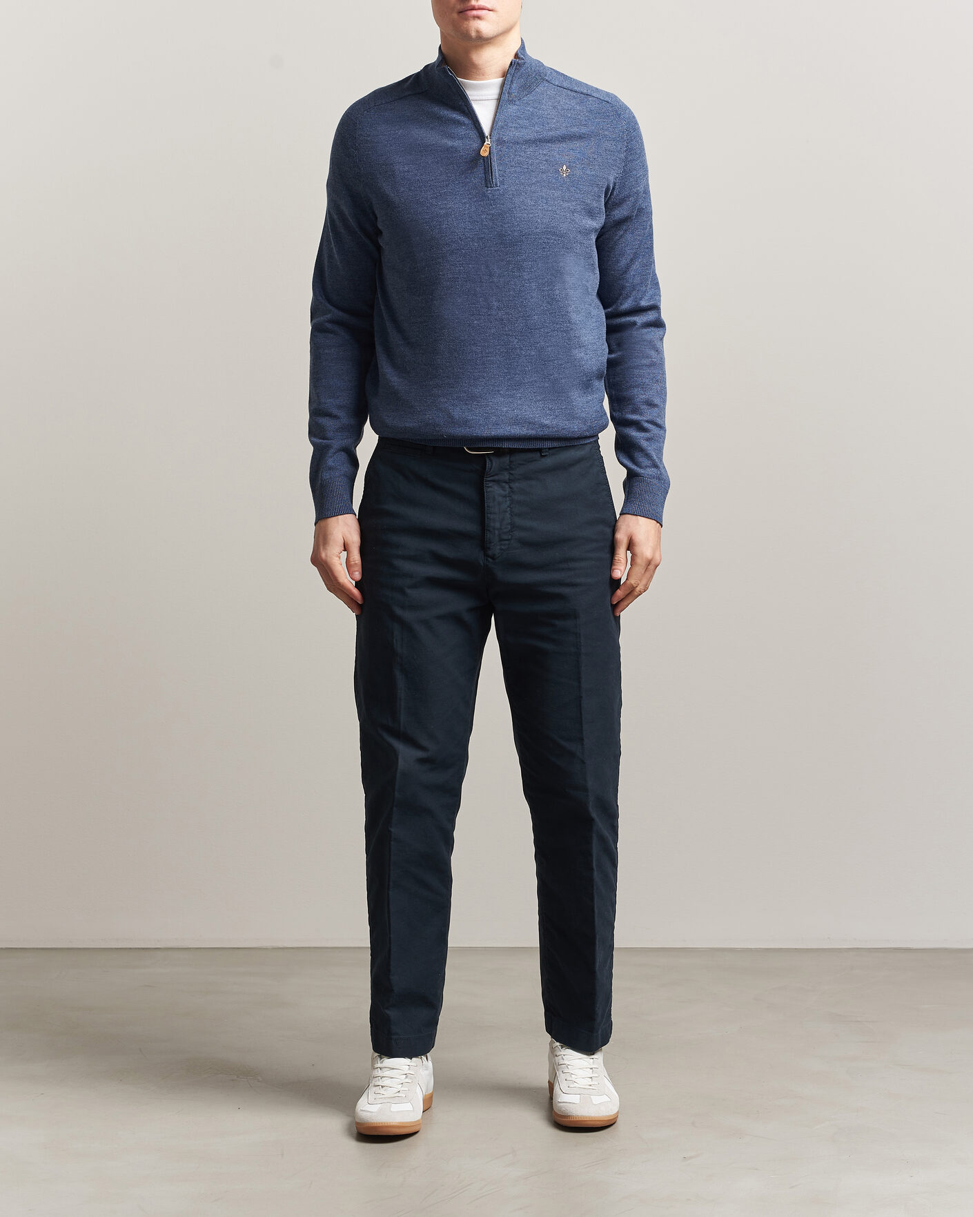 Herre | Gensere | Morris | John Merino Half-Zip Blue