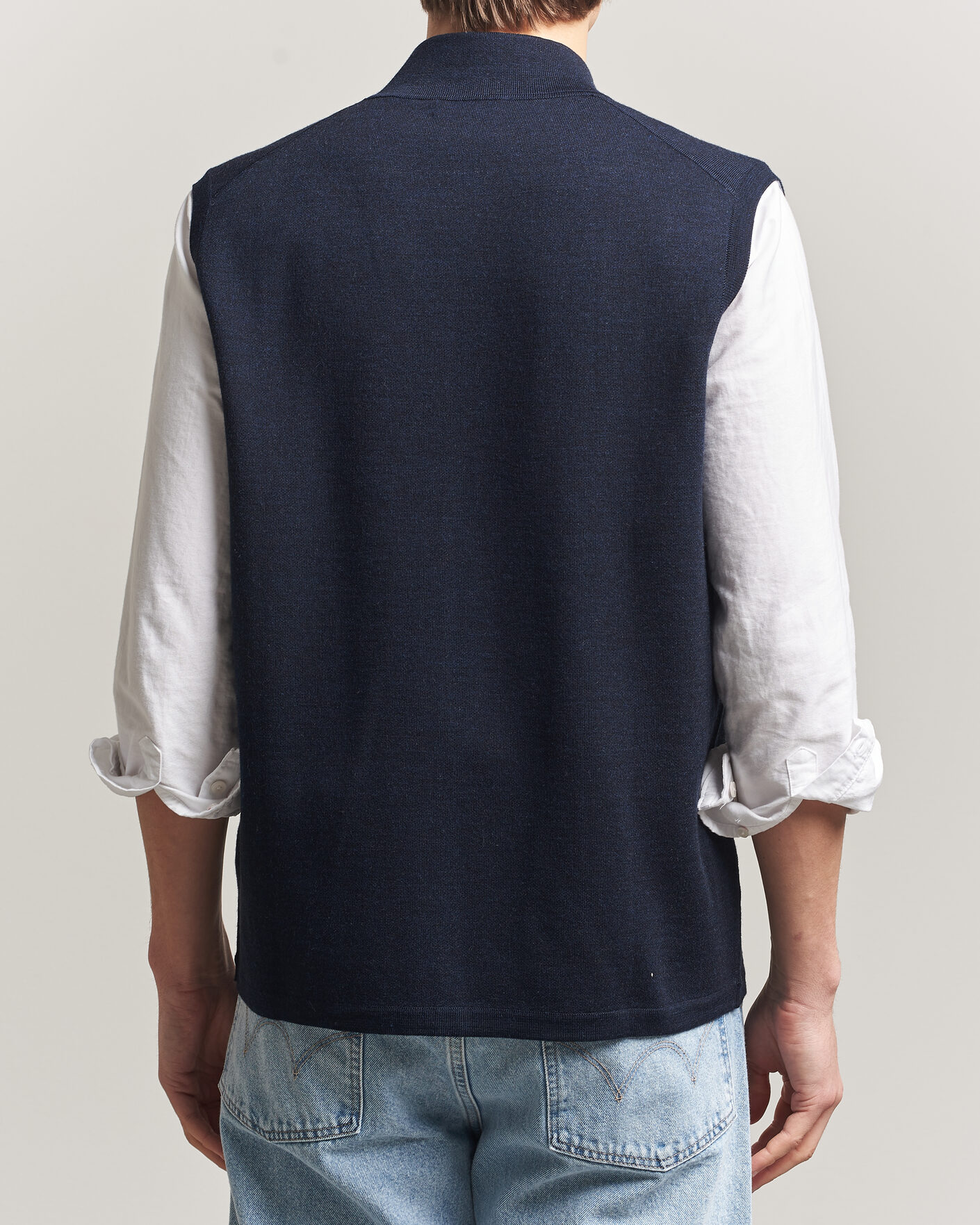 Herre | Gensere | Morris | Merino Double Zip Vest Navy