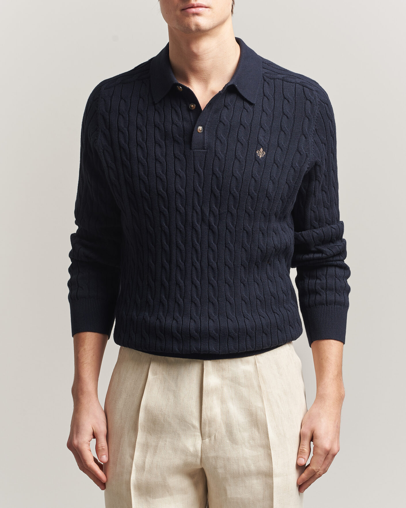 Herre | Gensere | Morris | Lancaster Cable Polo Navy