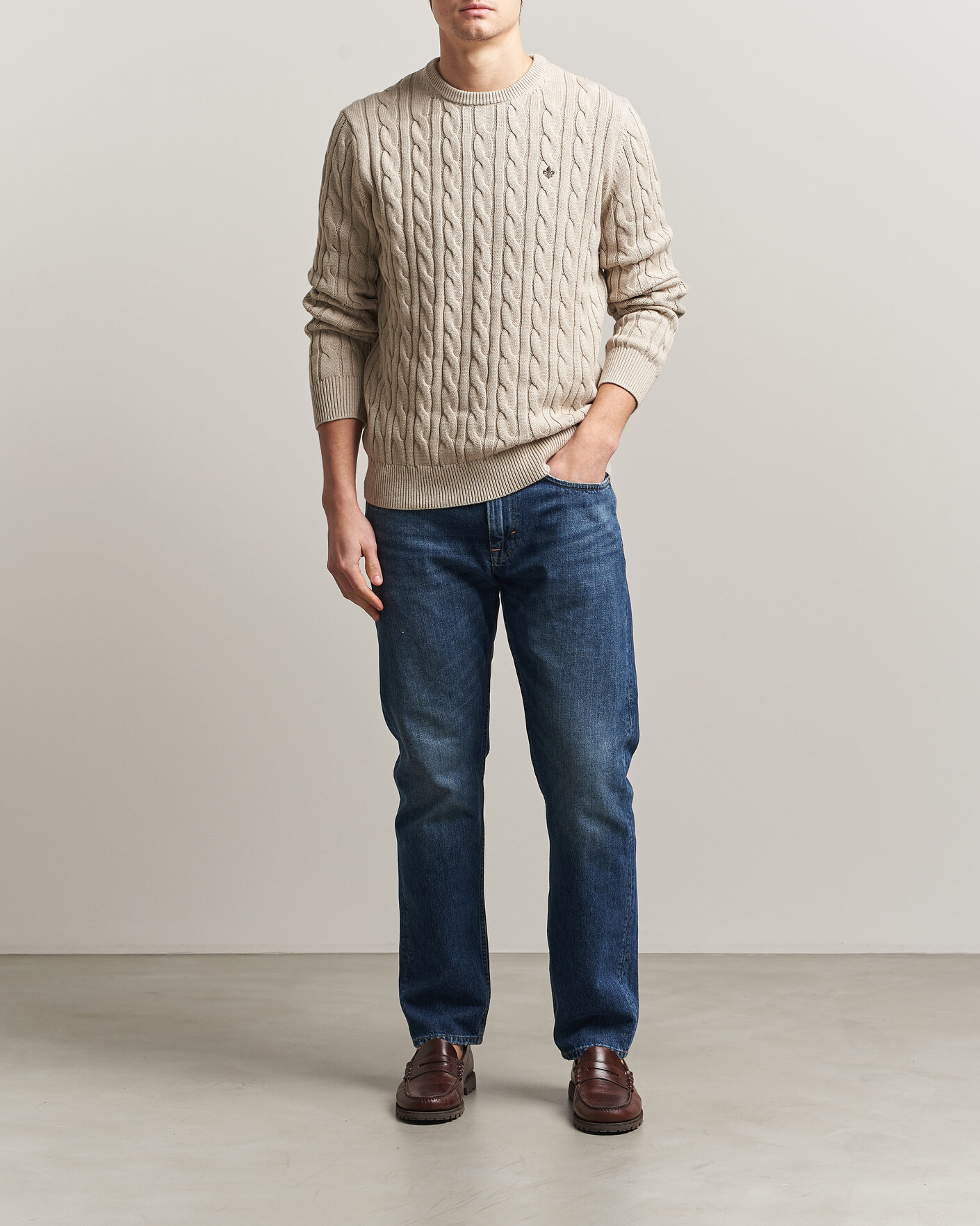 Herre | Gensere | Morris | Ethan Cable Oneck Khaki