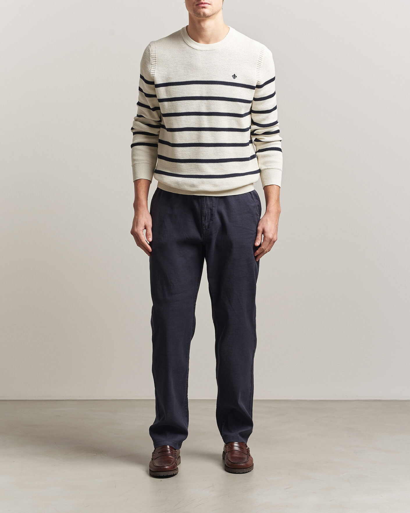 Herre | Gensere | Morris | Benedict Stripe Oneck Off White