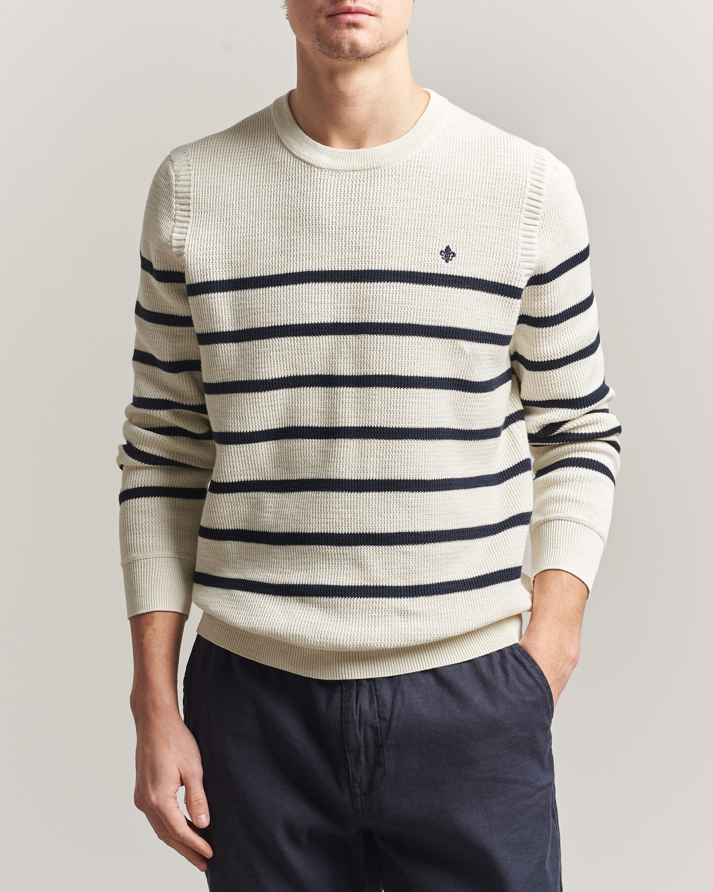 Herre | Gensere | Morris | Benedict Stripe Oneck Off White