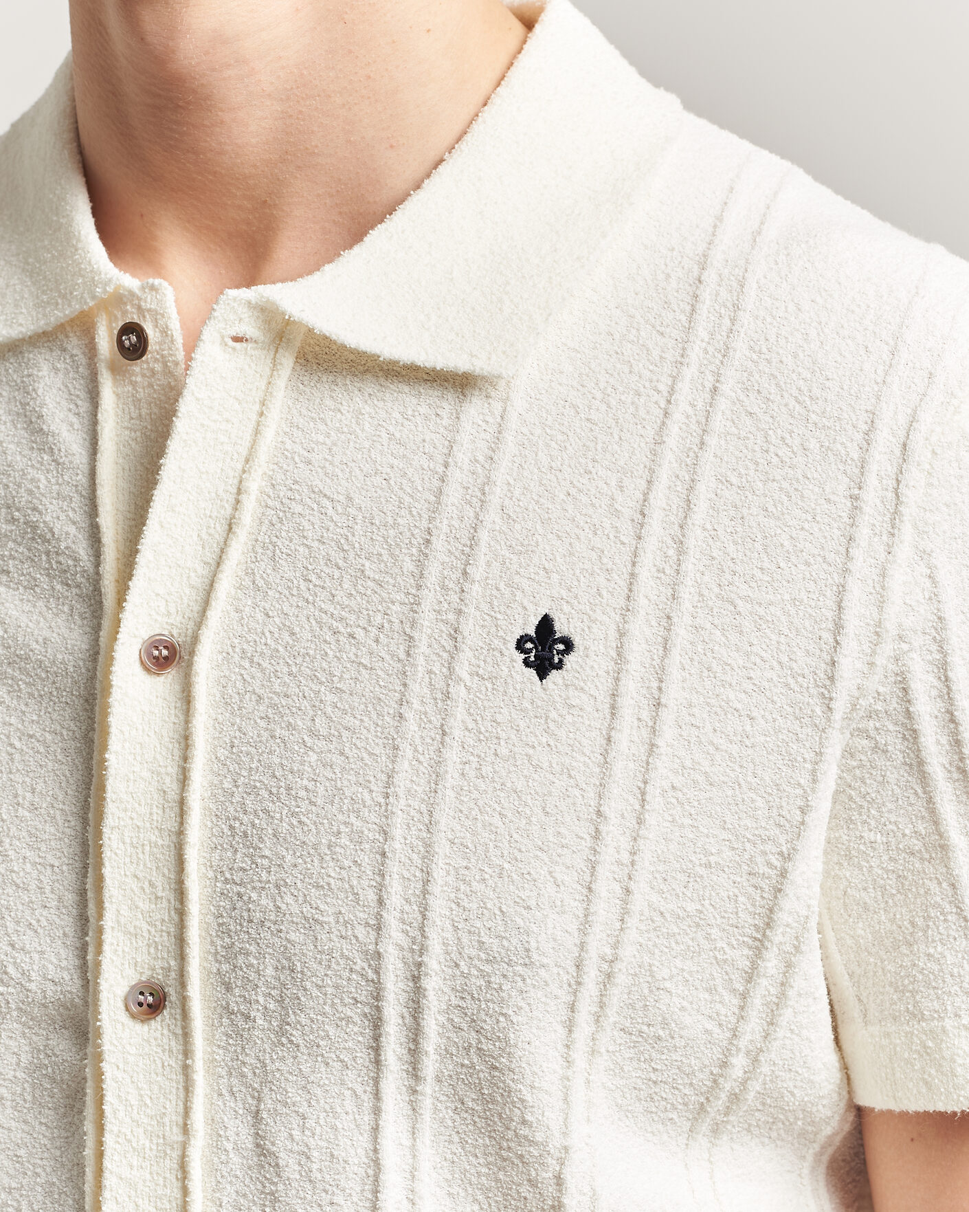 Herre | Skjorter | Morris | Clayton Knitted Short Sleeve Shirt Off White