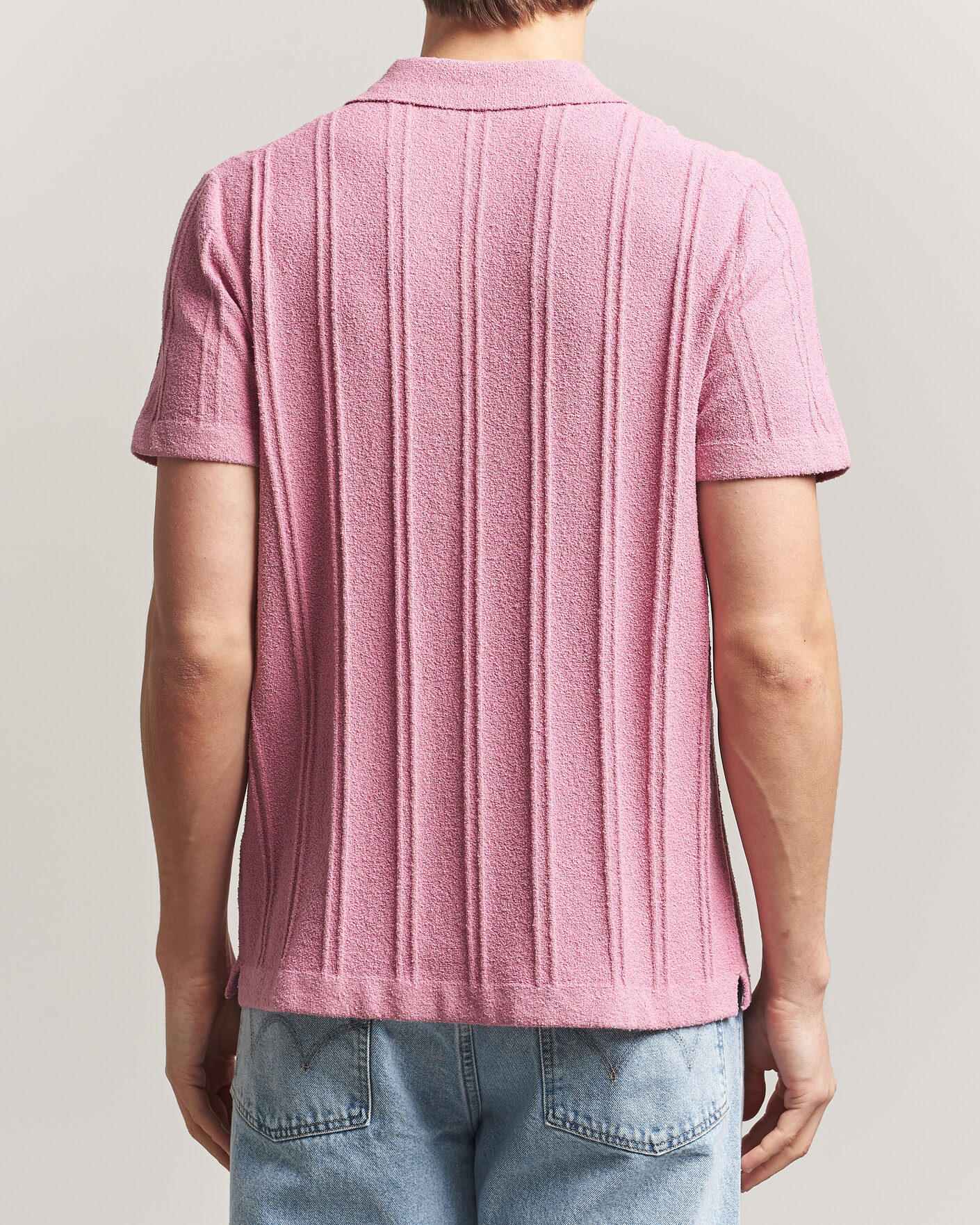 Herre | Skjorter | Morris | Clayton Knitted Short Sleeve Shirt Pink