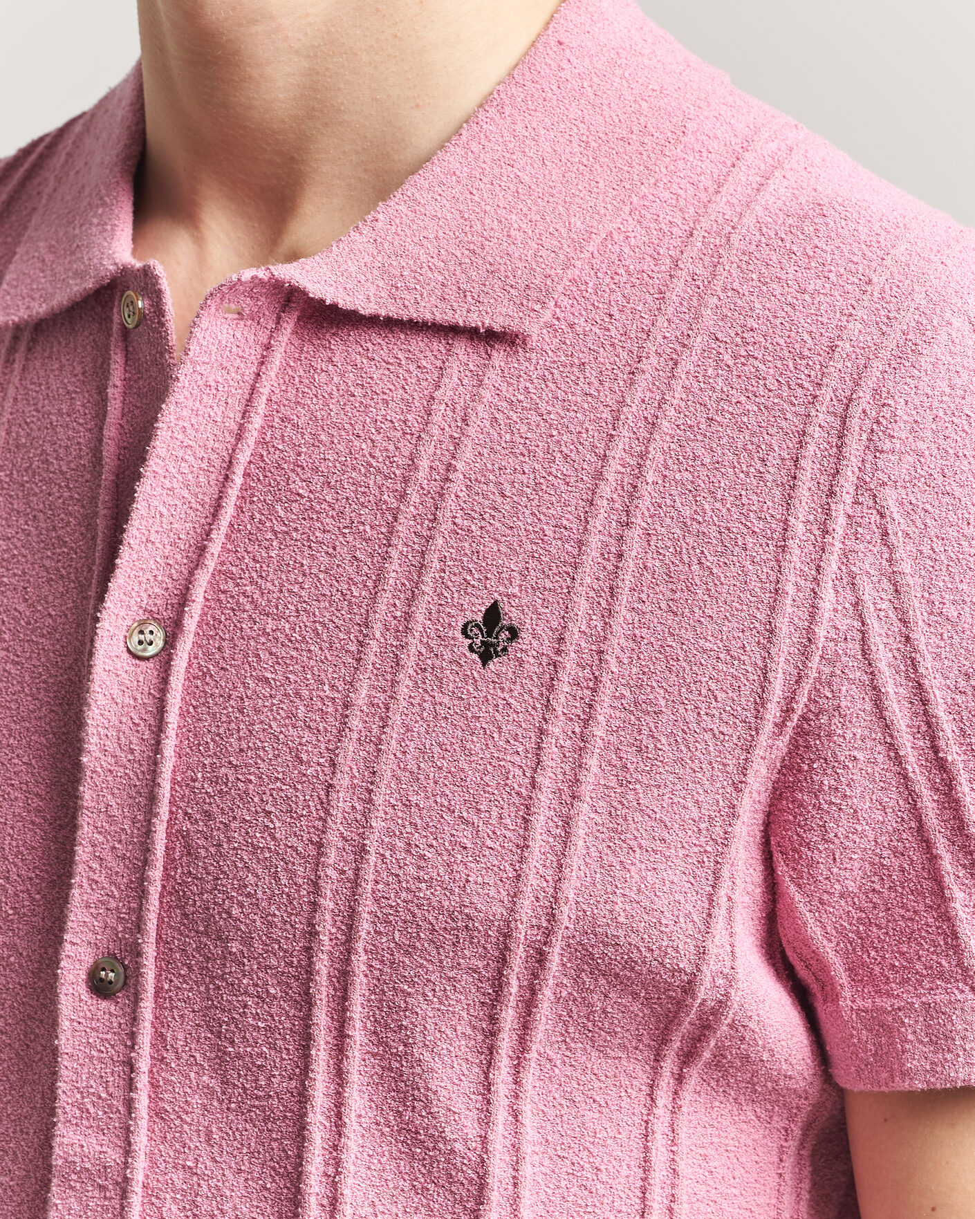 Herre | Skjorter | Morris | Clayton Knitted Short Sleeve Shirt Pink