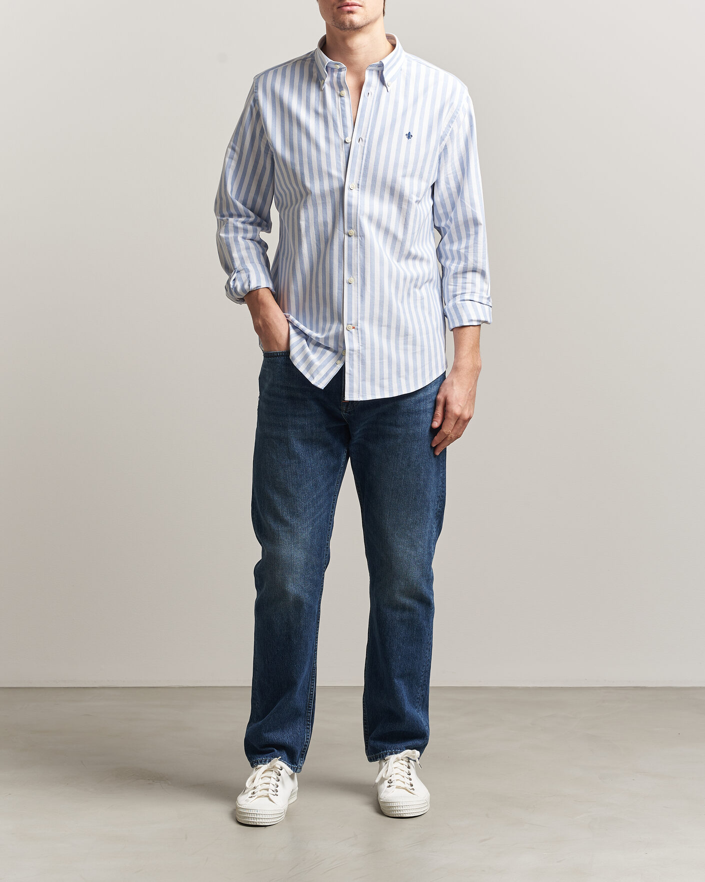Herre | Skjorter | Morris | Douglas Striped Oxford Shirt Light Blue