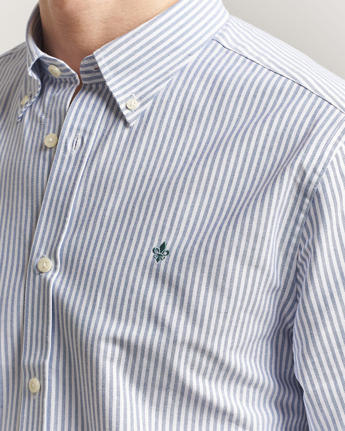 Herre | Skjorter | Morris | Douglas Striped Oxford Shirt Dark Blue