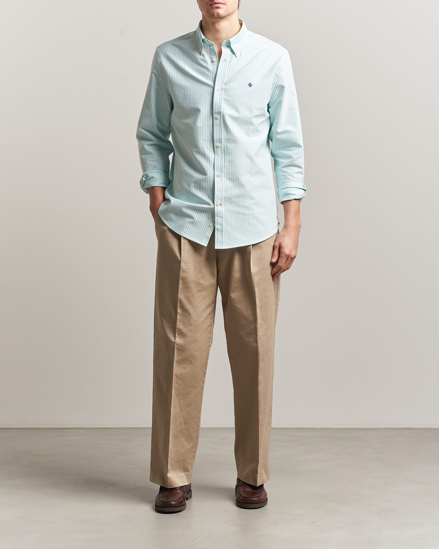 Herre | Skjorter | Morris | Douglas Striped Oxford Shirt Green