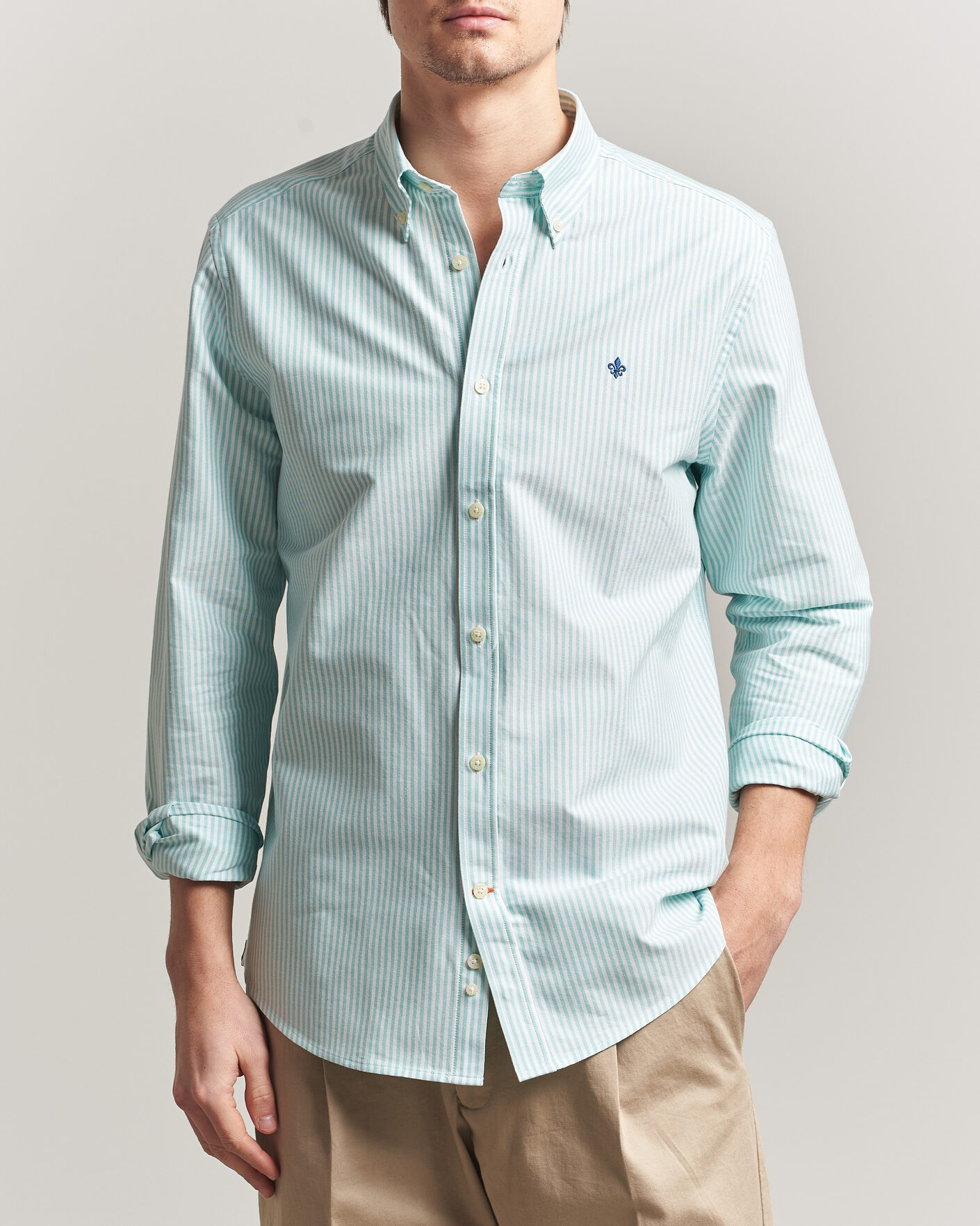 Herre | Skjorter | Morris | Douglas Striped Oxford Shirt Green