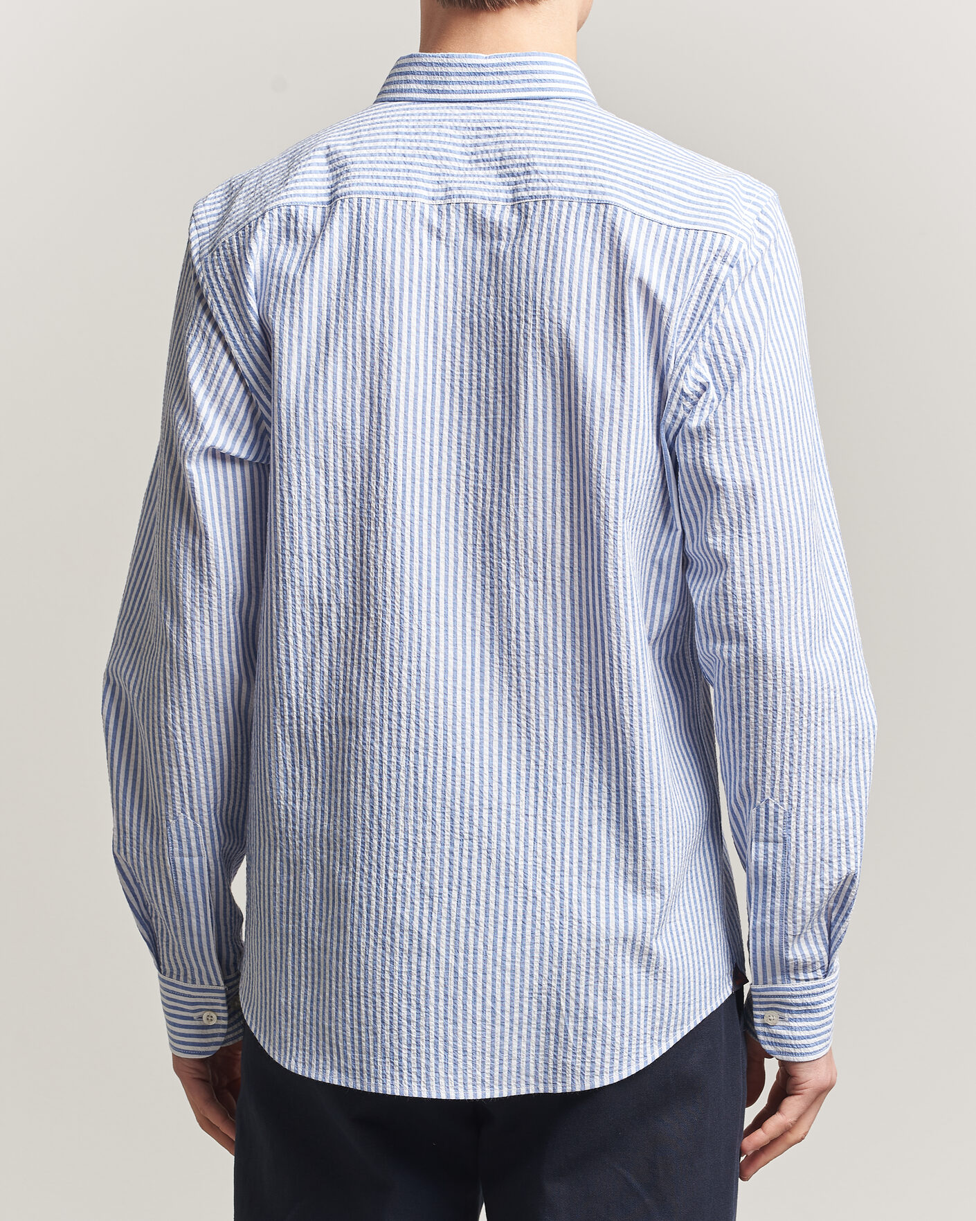 Herre | Skjorter | Morris | Seersucker Shirt Blue