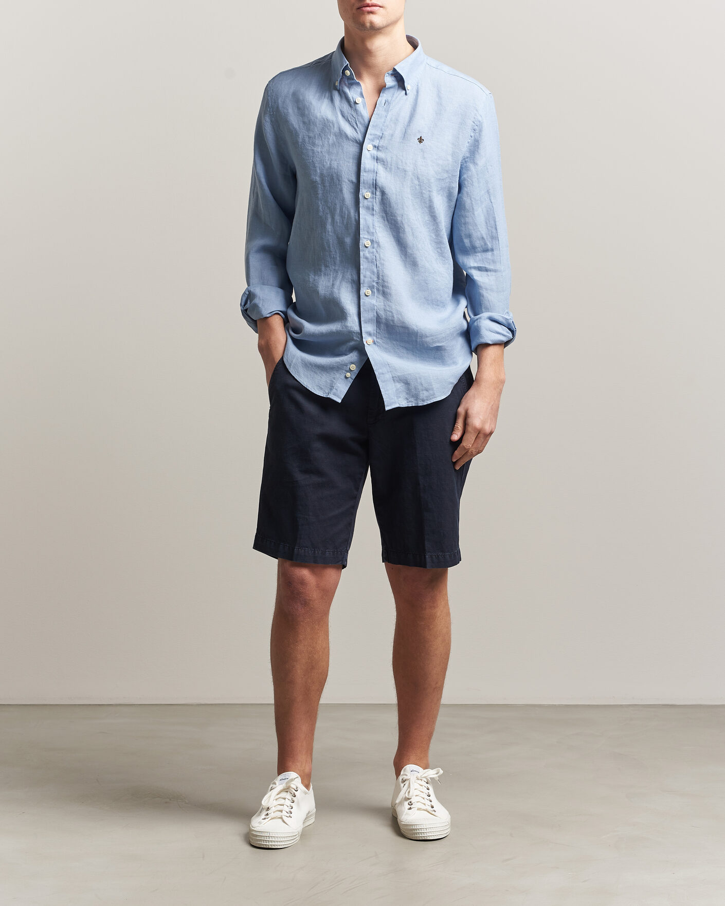 Herre | Skjorter | Morris | Douglas Button Down Linen Shirt Light Blue