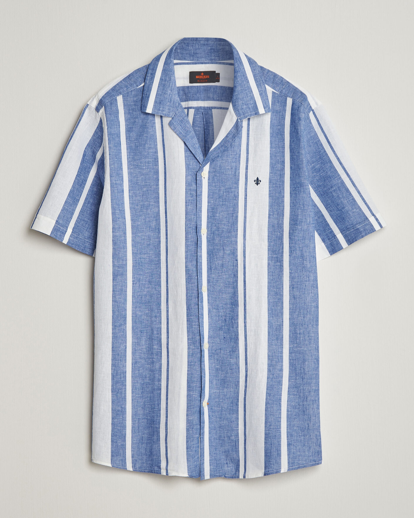 Herre | Skjorter | Morris | Resort Short Sleeve Linen Shirt Blue