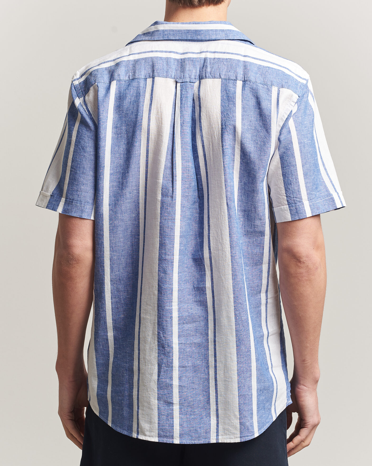 Herre | Skjorter | Morris | Resort Short Sleeve Linen Shirt Blue