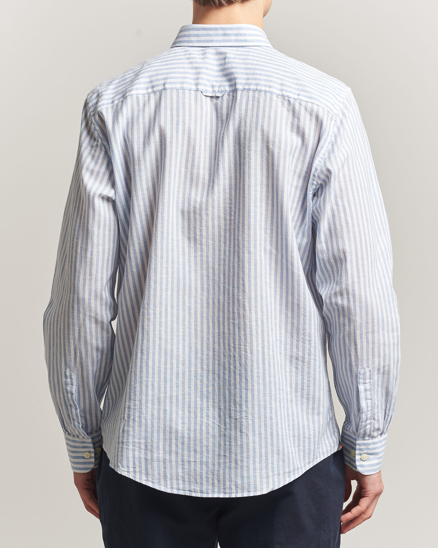 Herre | Skjorter | Morris | Douglas Striped Linen Shirt Blue/White