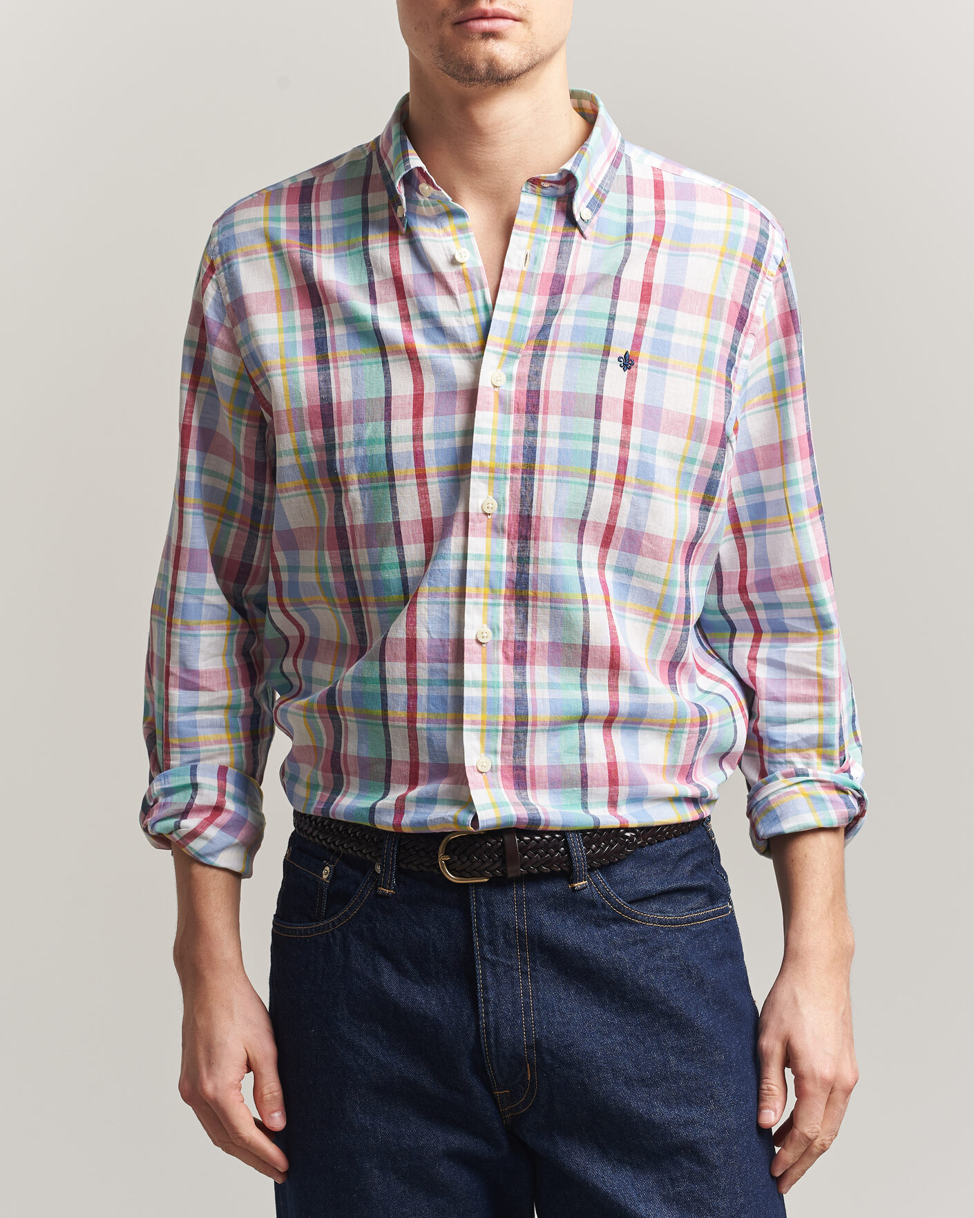 Herre | Skjorter | Morris | Preppy Check Linen Shirt Multi