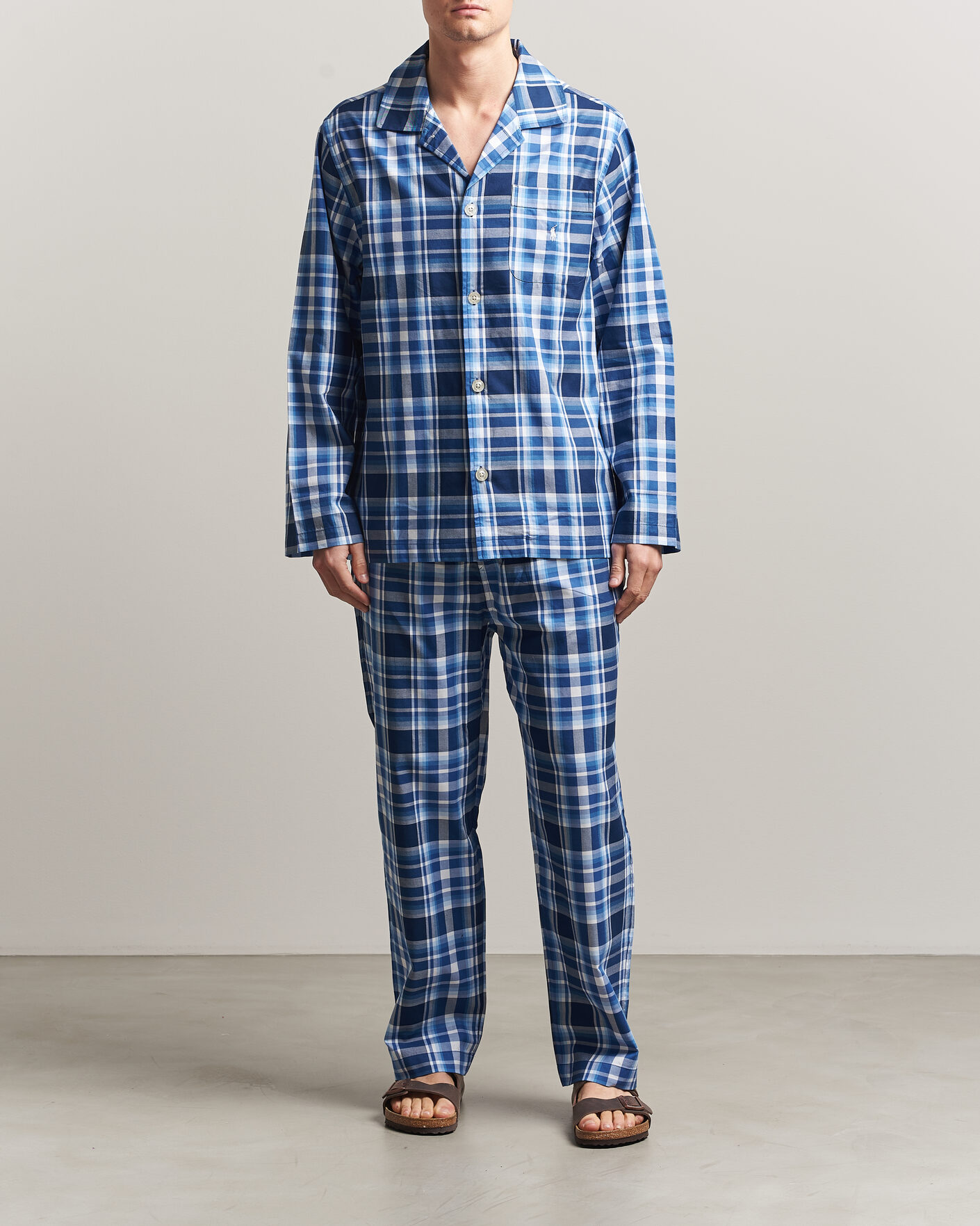 Herre | Pyjamaser og badekåper | Polo Ralph Lauren | Cotton Checked Pyjama Set Blue Multi