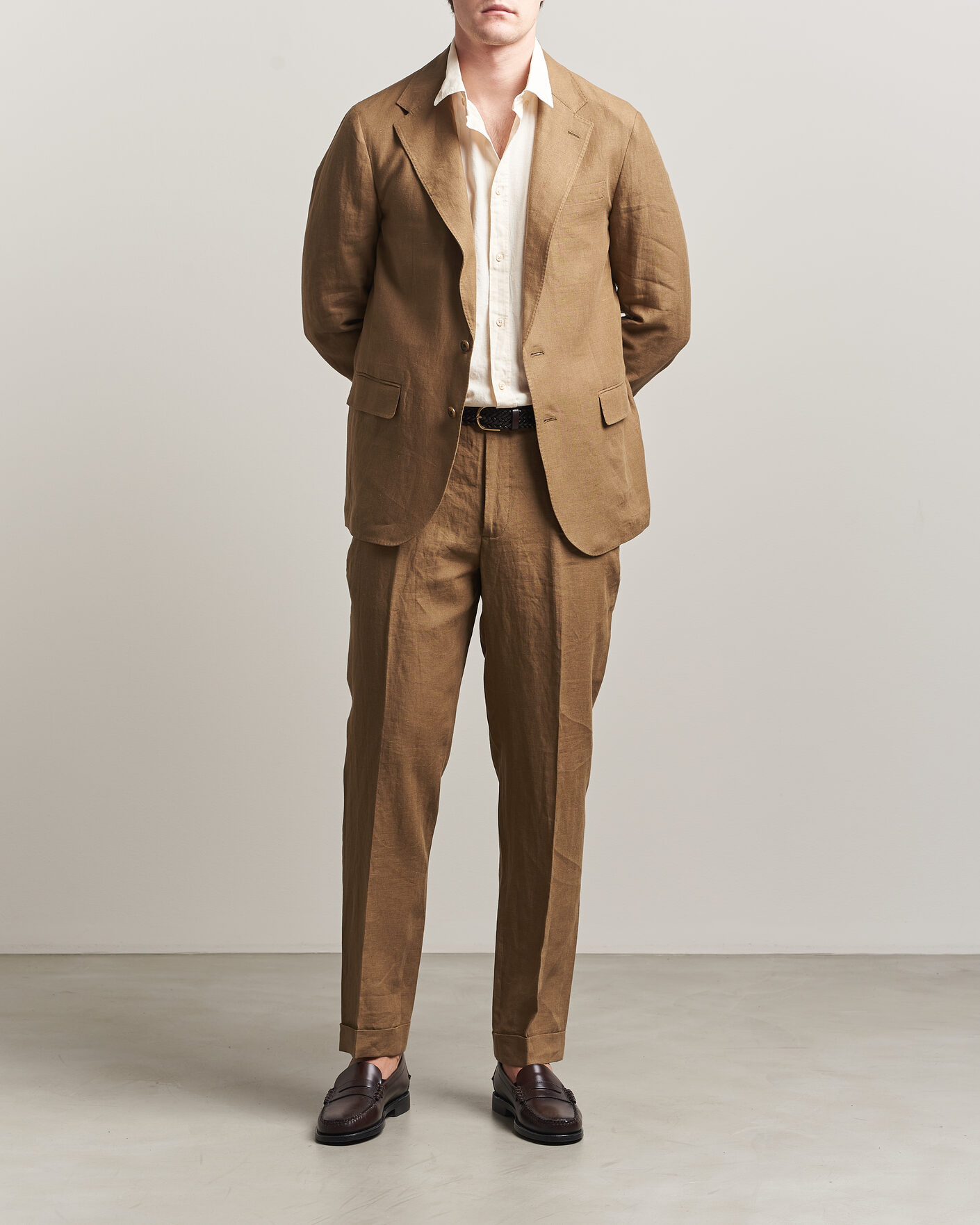 Herre | Bukser | Polo Ralph Lauren | Linen Pleated Trousers Light Sable