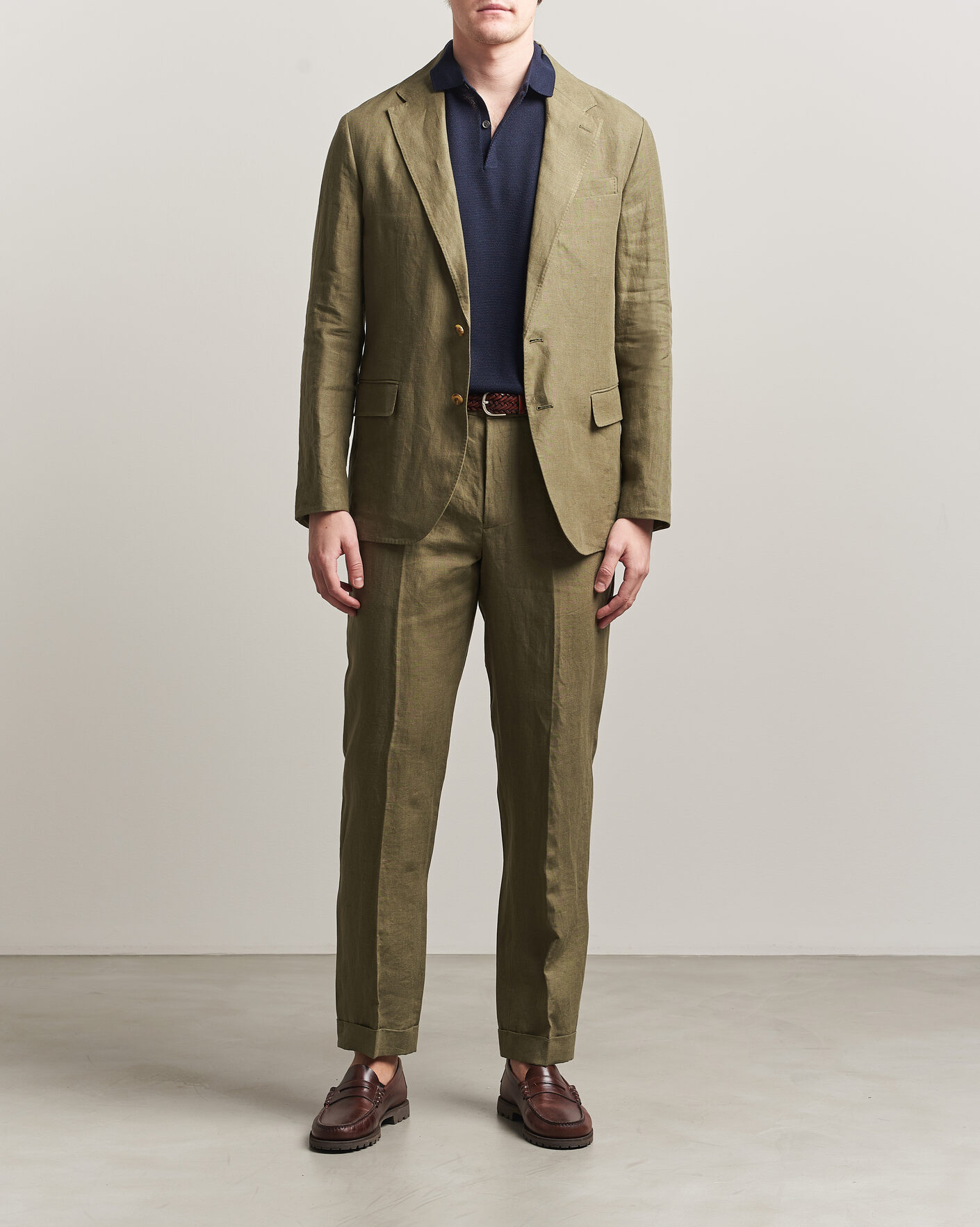 Herre | Bukser | Polo Ralph Lauren | Linen Pleated Trousers Basic Olive