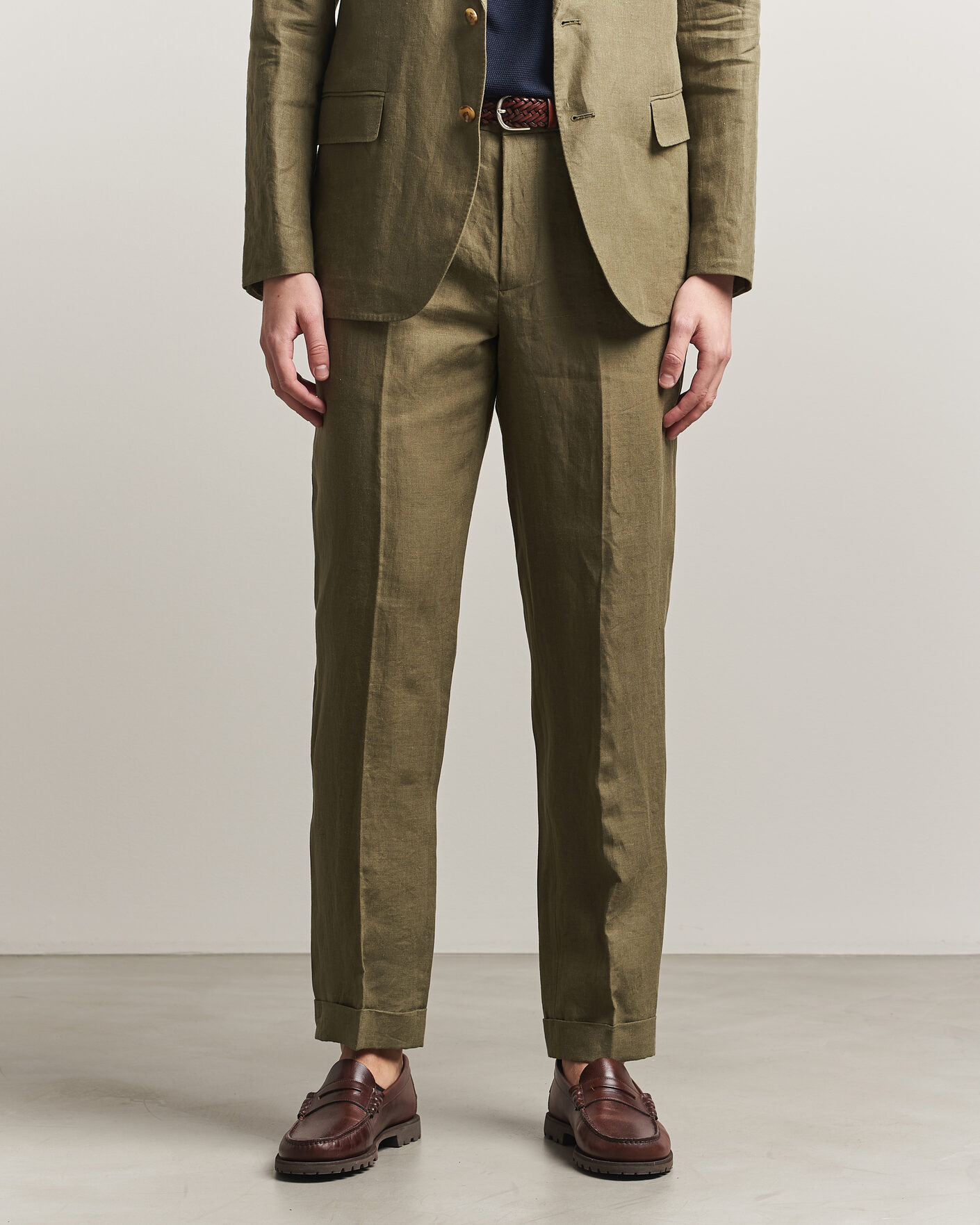Herre | Bukser | Polo Ralph Lauren | Linen Pleated Trousers Basic Olive