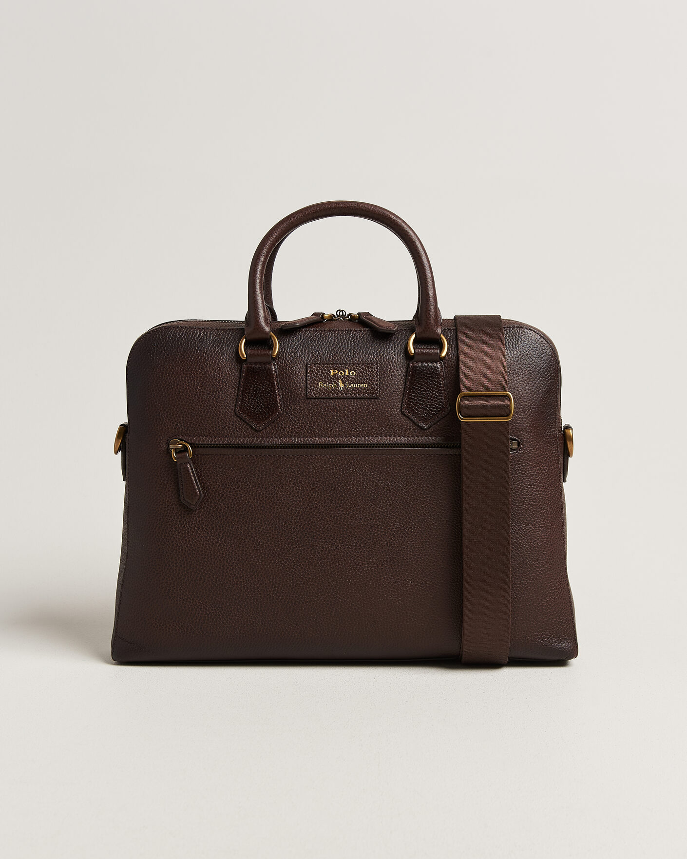 Herre | Vesker | Polo Ralph Lauren | Pebble Leather Briefcase Dark Brown