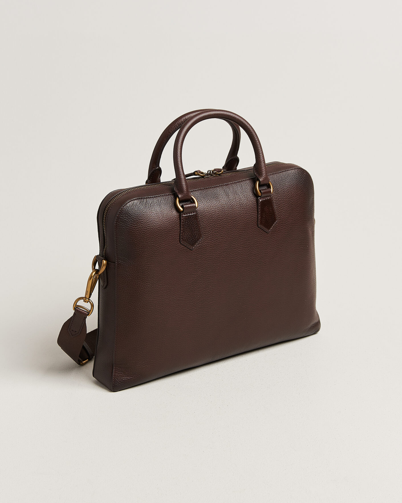 Herre | Vesker | Polo Ralph Lauren | Pebble Leather Briefcase Dark Brown