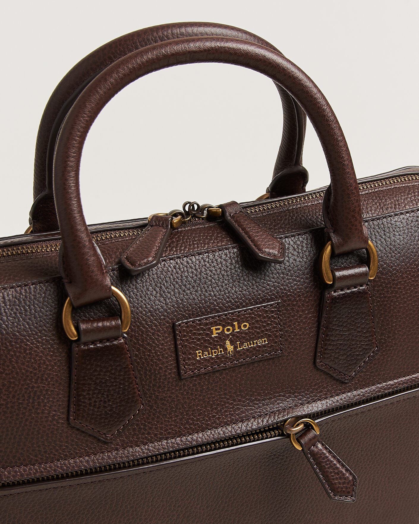 Herre | Vesker | Polo Ralph Lauren | Pebble Leather Briefcase Dark Brown