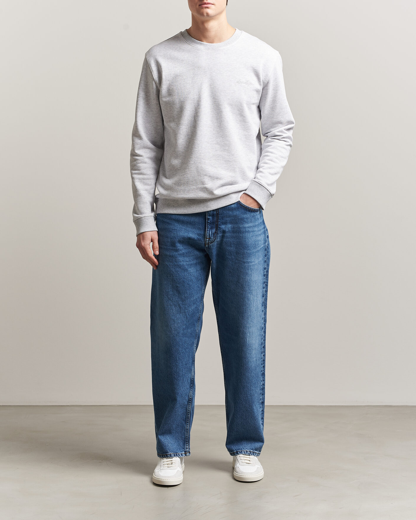 Herre | Gensere | Dondup | Logo Crew Neck Sweatshirt Light Grey Melange