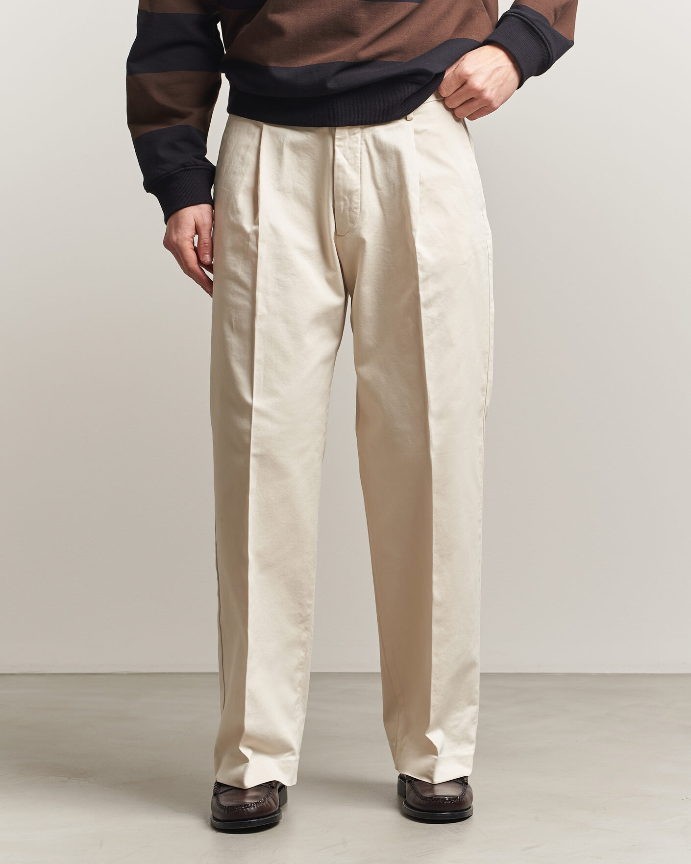 Herre | Bukser | NN07 | Kay Cotton Pleated Trousers Ivory
