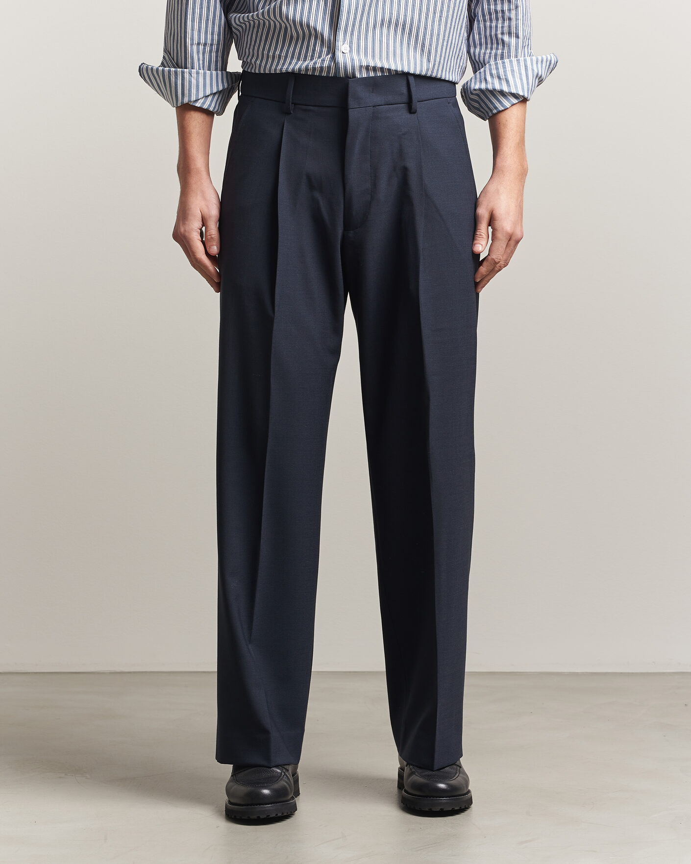 Herre | Bukser | NN07 | Kay Summer Wool Drawstring Trousers Deep Navy