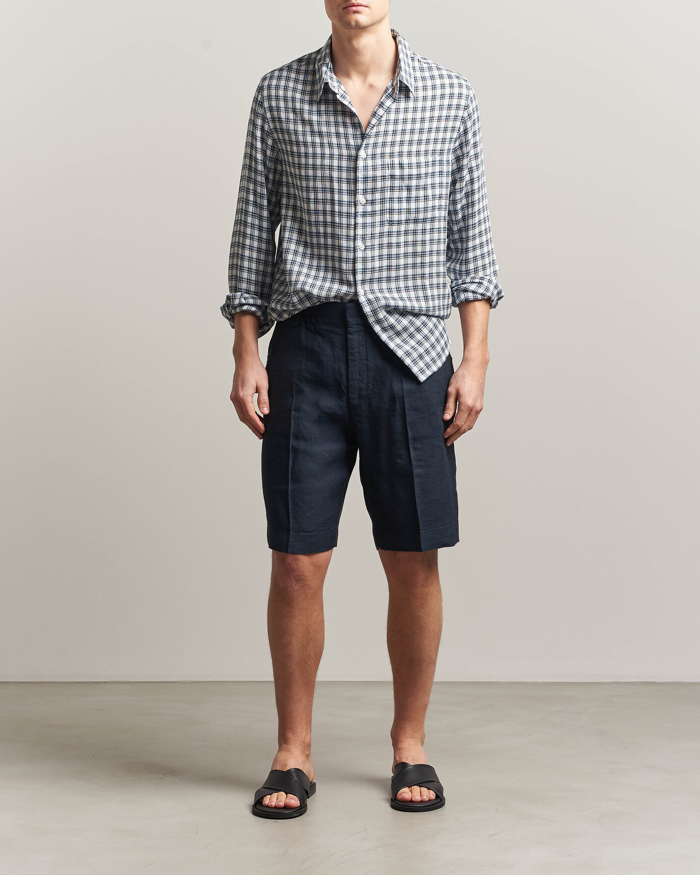 Herre | Shorts | NN07 | Billie Linen/Viscose Drawstring Shorts Deep Navy