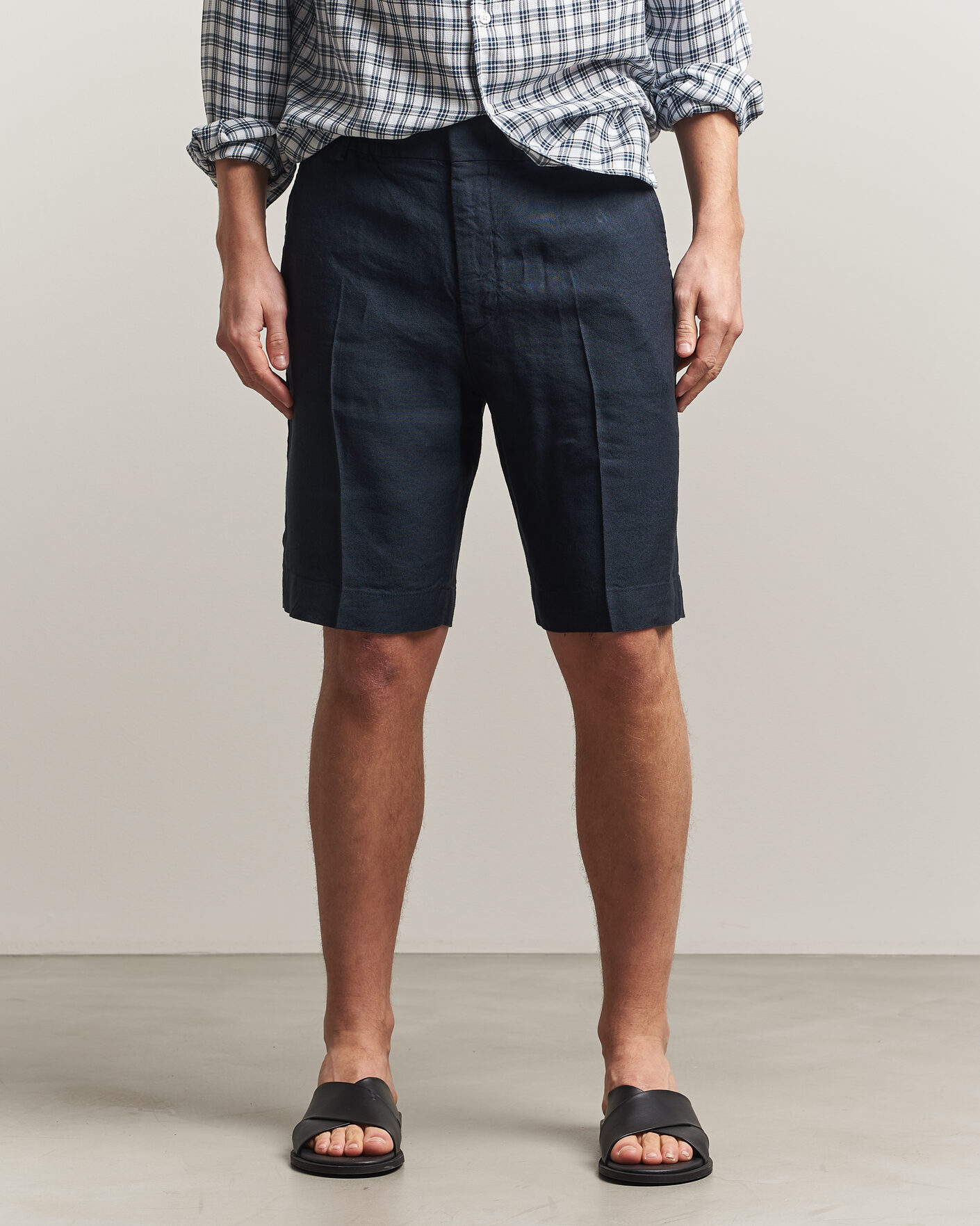 Herre | Shorts | NN07 | Billie Linen/Viscose Drawstring Shorts Deep Navy