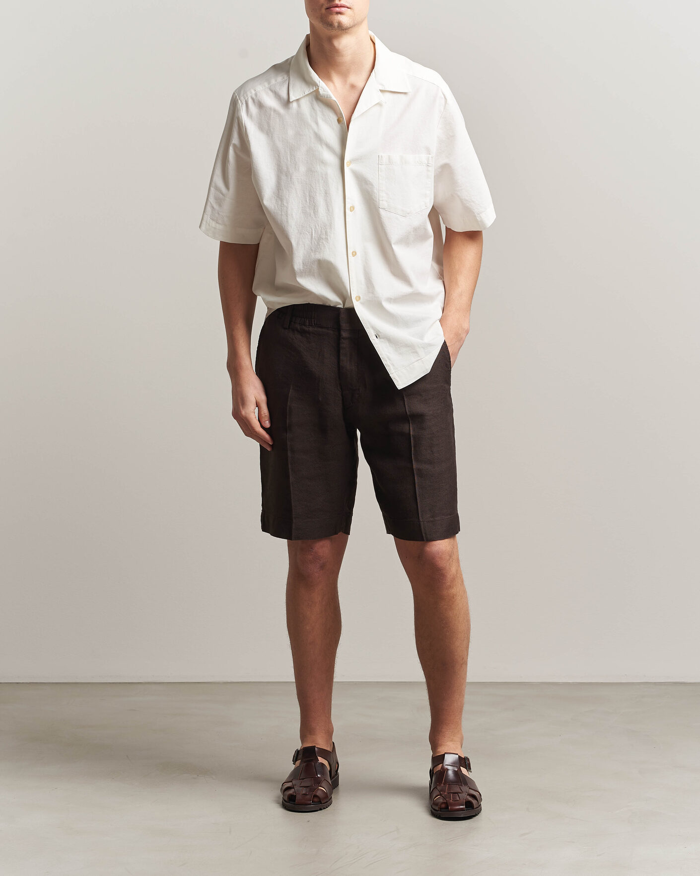 Herre | Shorts | NN07 | Billie Linen/Viscose Drawstring Shorts Deep Truffle