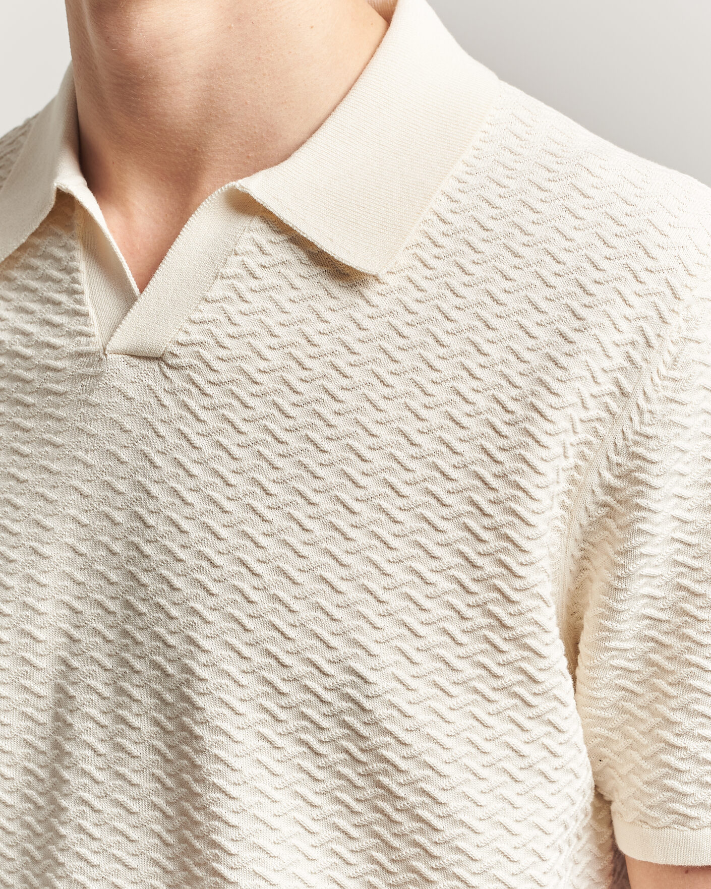 Herre | Pikéer | NN07 | Paul Structured Knitted Polo Ivory