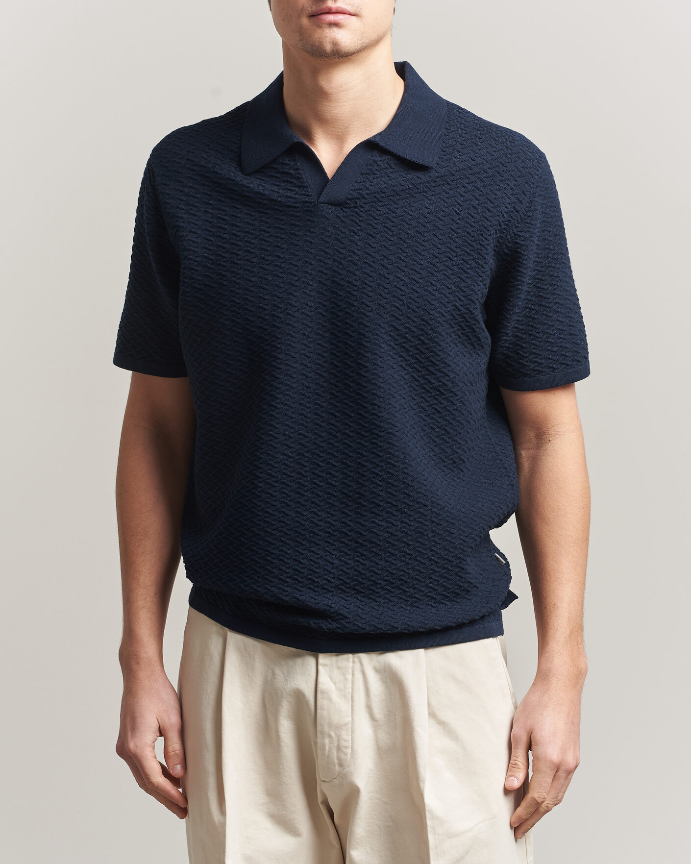 Herre | Pikéer | NN07 | Paul Structured Knitted Polo Navy Blue