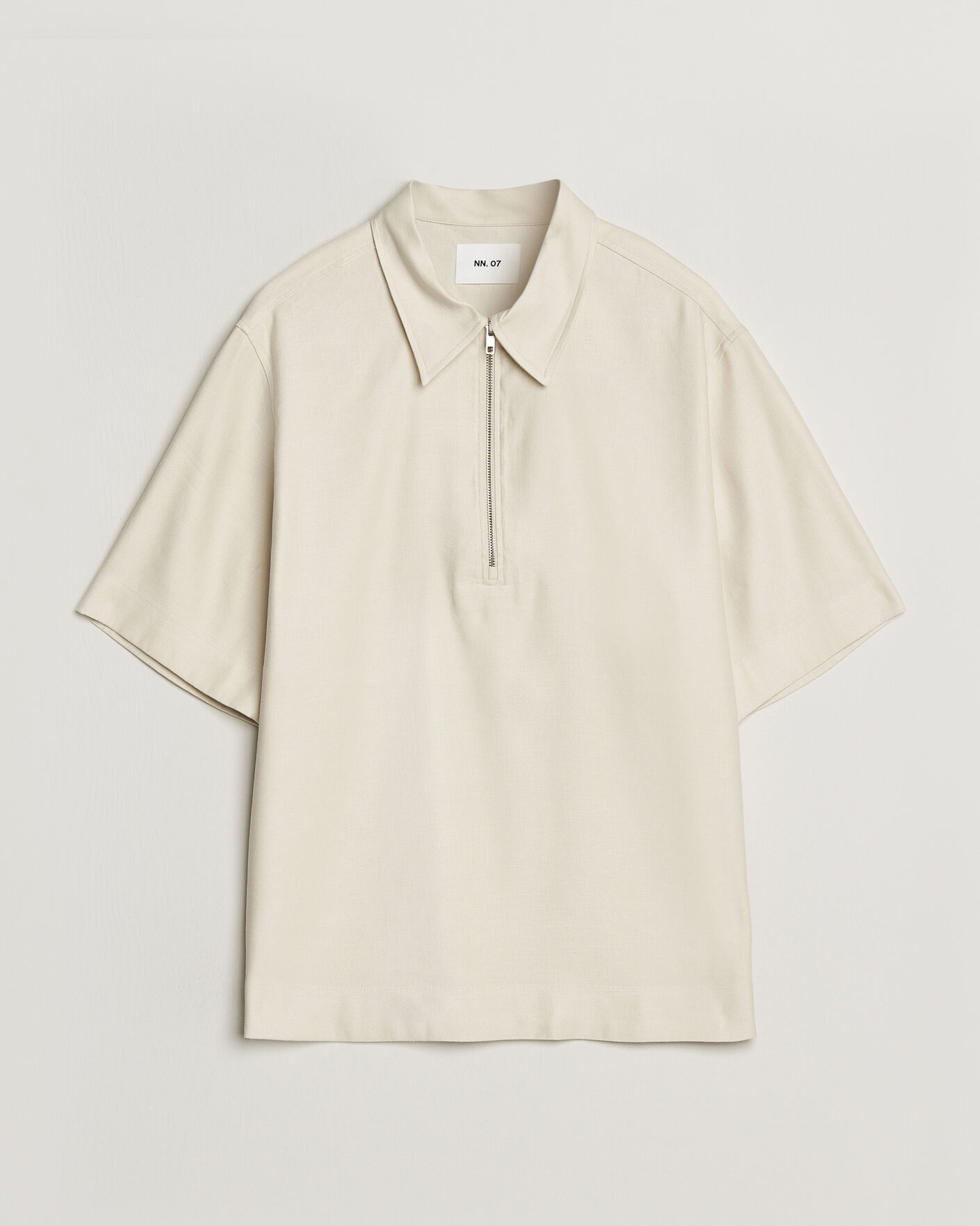 Herre | Pikéer | NN07 | Bruno Linen/Viscose Half Zip Polo Ivory