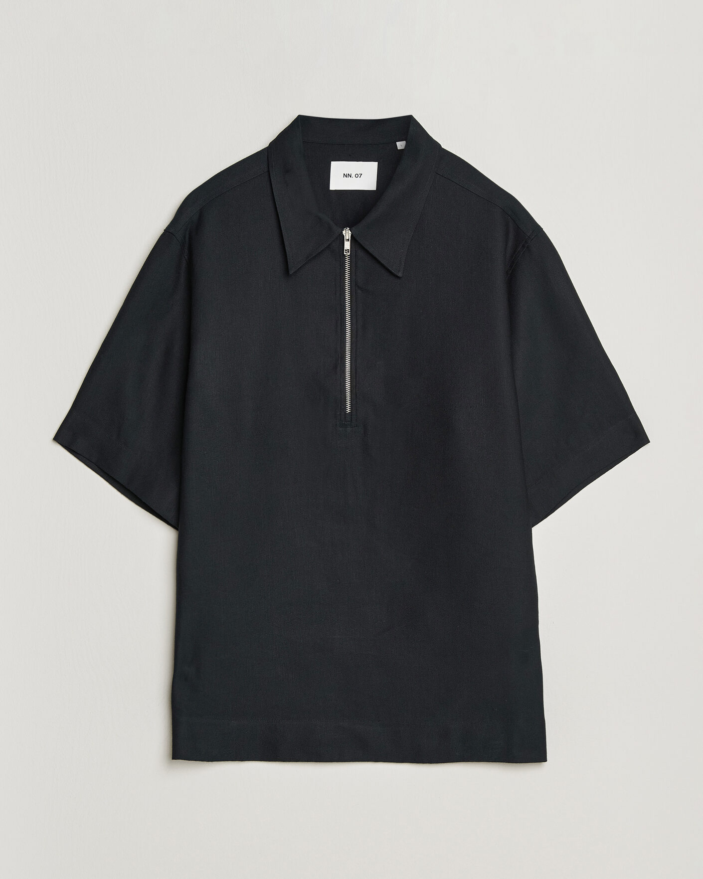 Herre | Pikéer | NN07 | Bruno Linen/Viscose Half Zip Polo Black