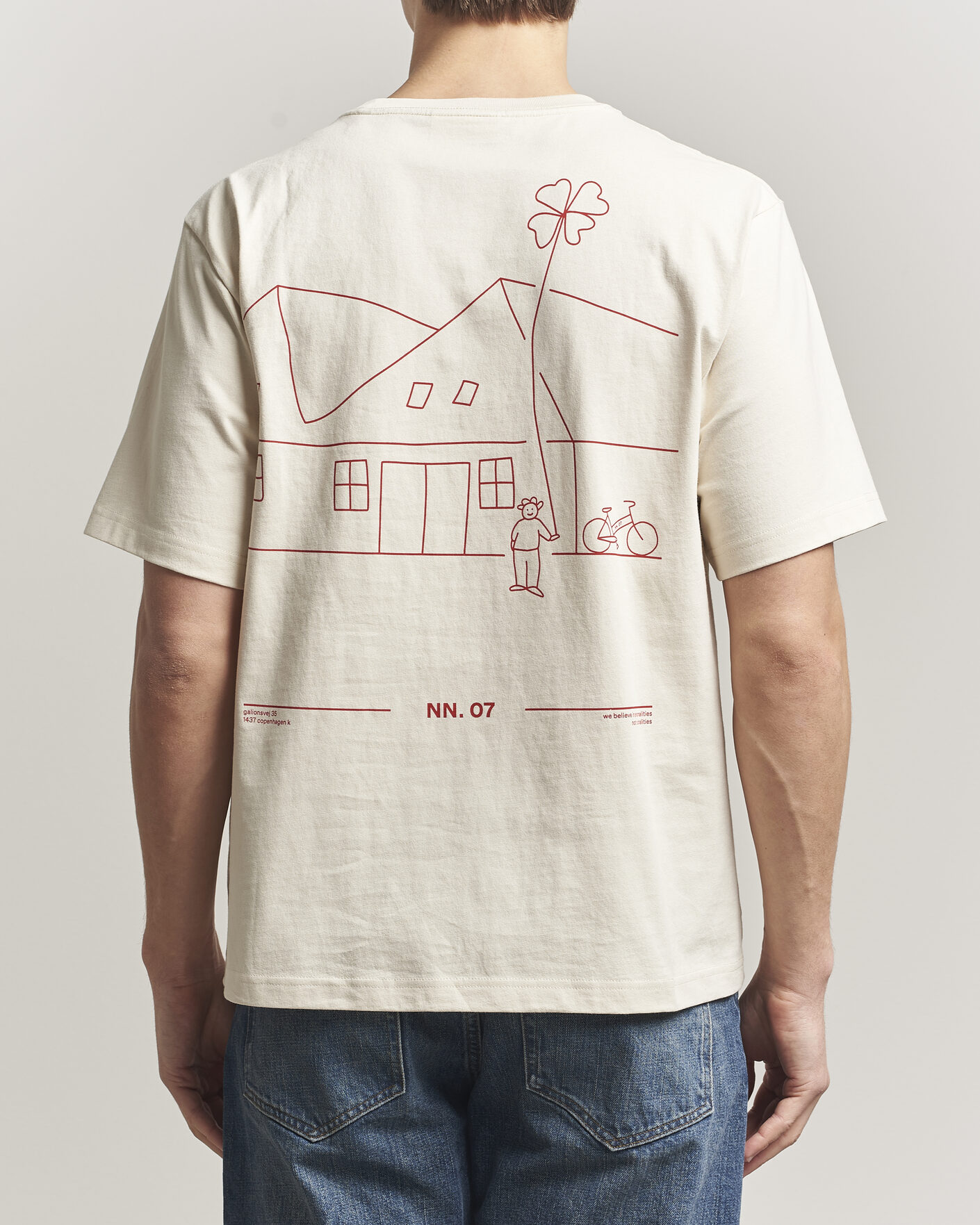 Herre | T-Shirts | NN07 | Jett Washed Printed Crew Neck T-Shirt Ivory