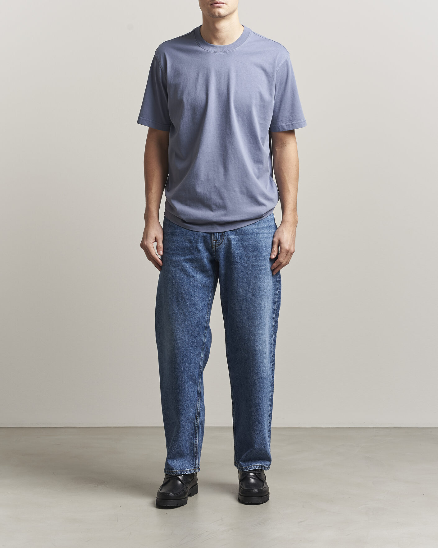 Herre | T-Shirts | NN07 | Adam Pima Crew Neck T-Shirt Stone Blue