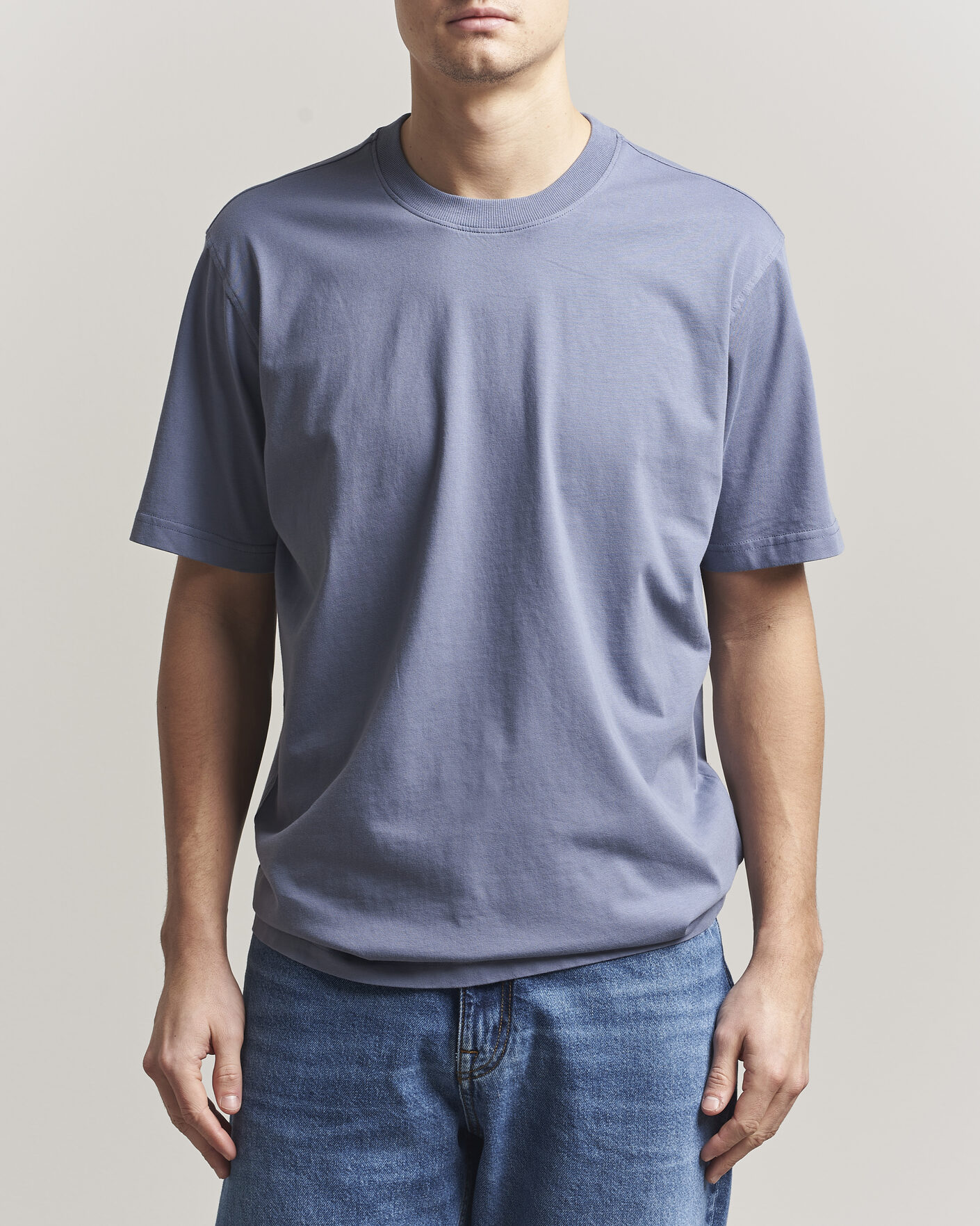 Herre | T-Shirts | NN07 | Adam Pima Crew Neck T-Shirt Stone Blue