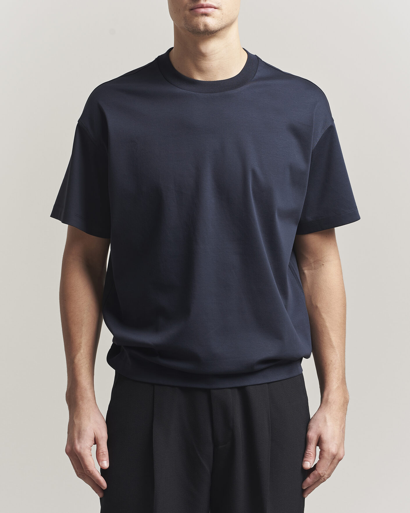 Herre | T-Shirts | NN07 | Lionel Mercerized Crew Neck T-Shirt Navy Blue