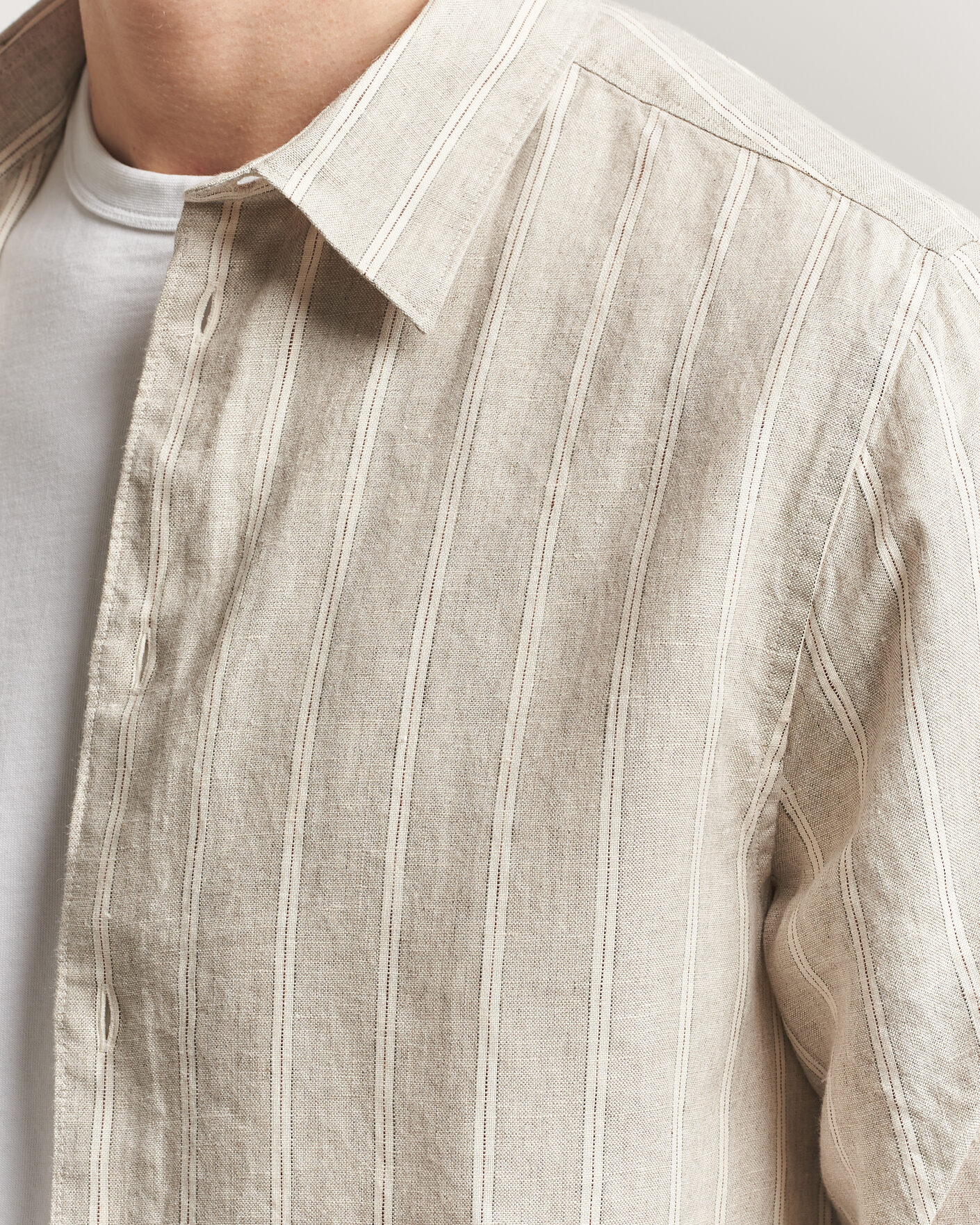 Herre | Skjorter | NN07 | Enzo Linen Shirt Oat Stripe