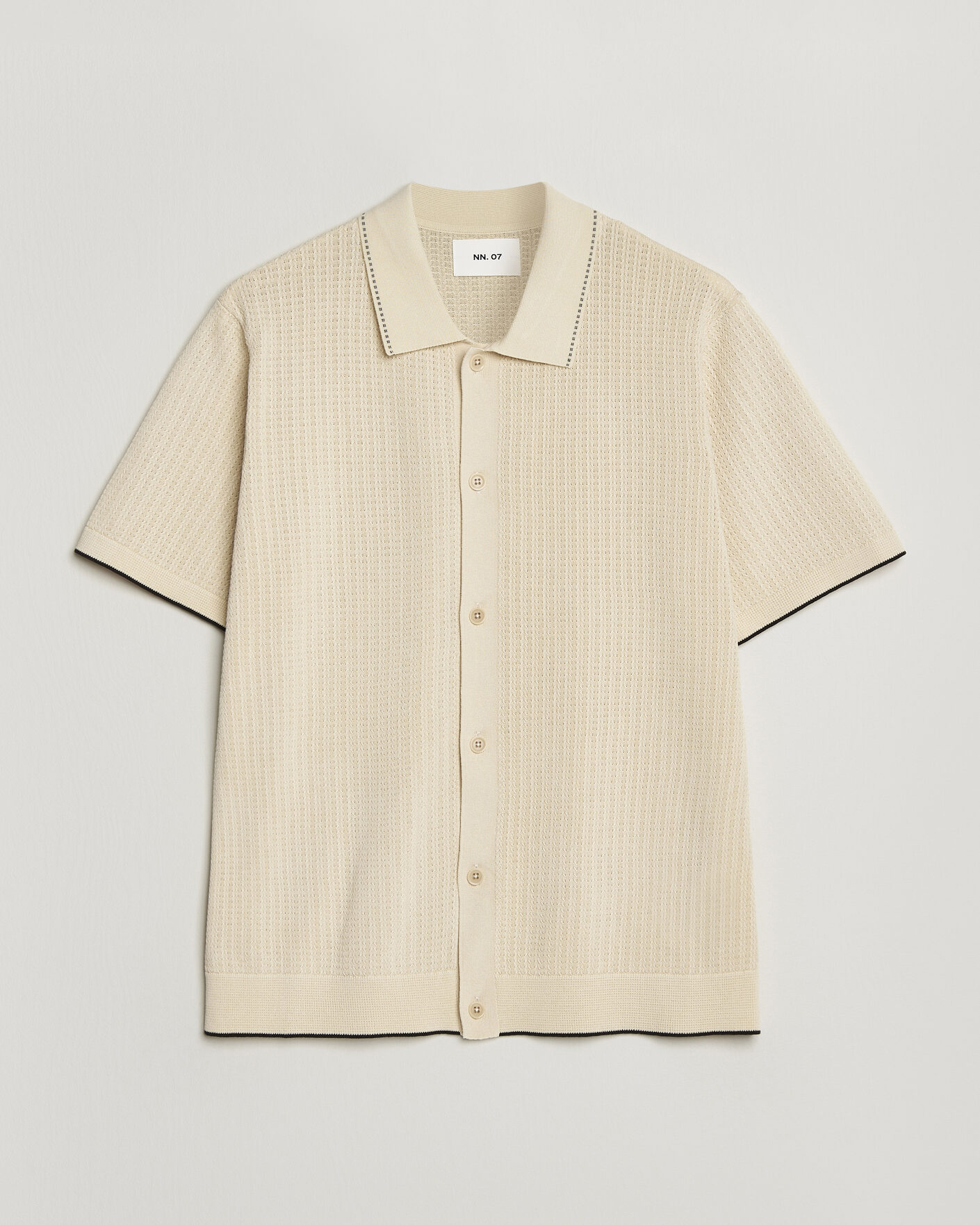 Herre | Skjorter | NN07 | Nalo Knitted Short Sleeve Shirt Ivory