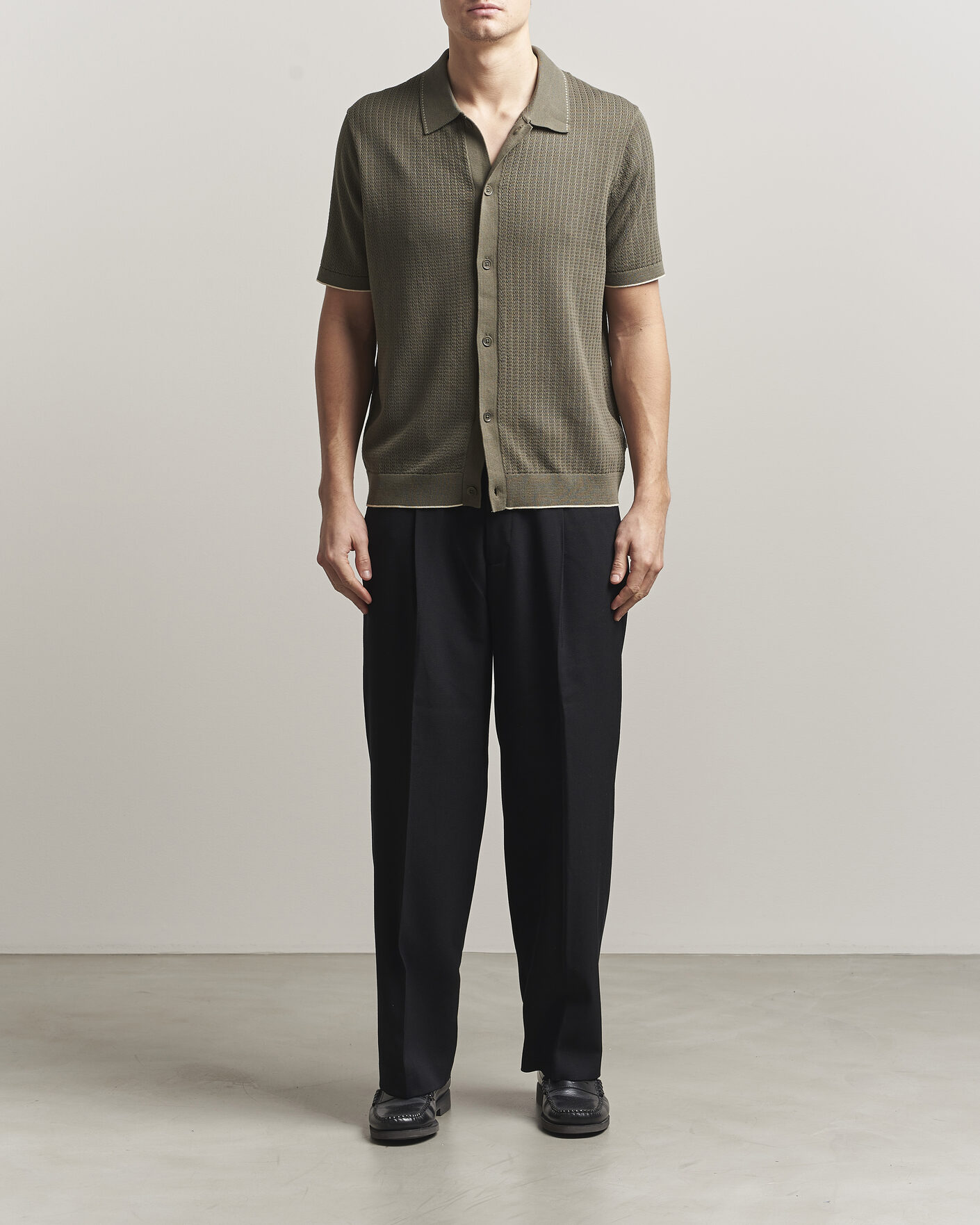 Herre | Skjorter | NN07 | Nalo Knitted Short Sleeve Shirt Capers Green