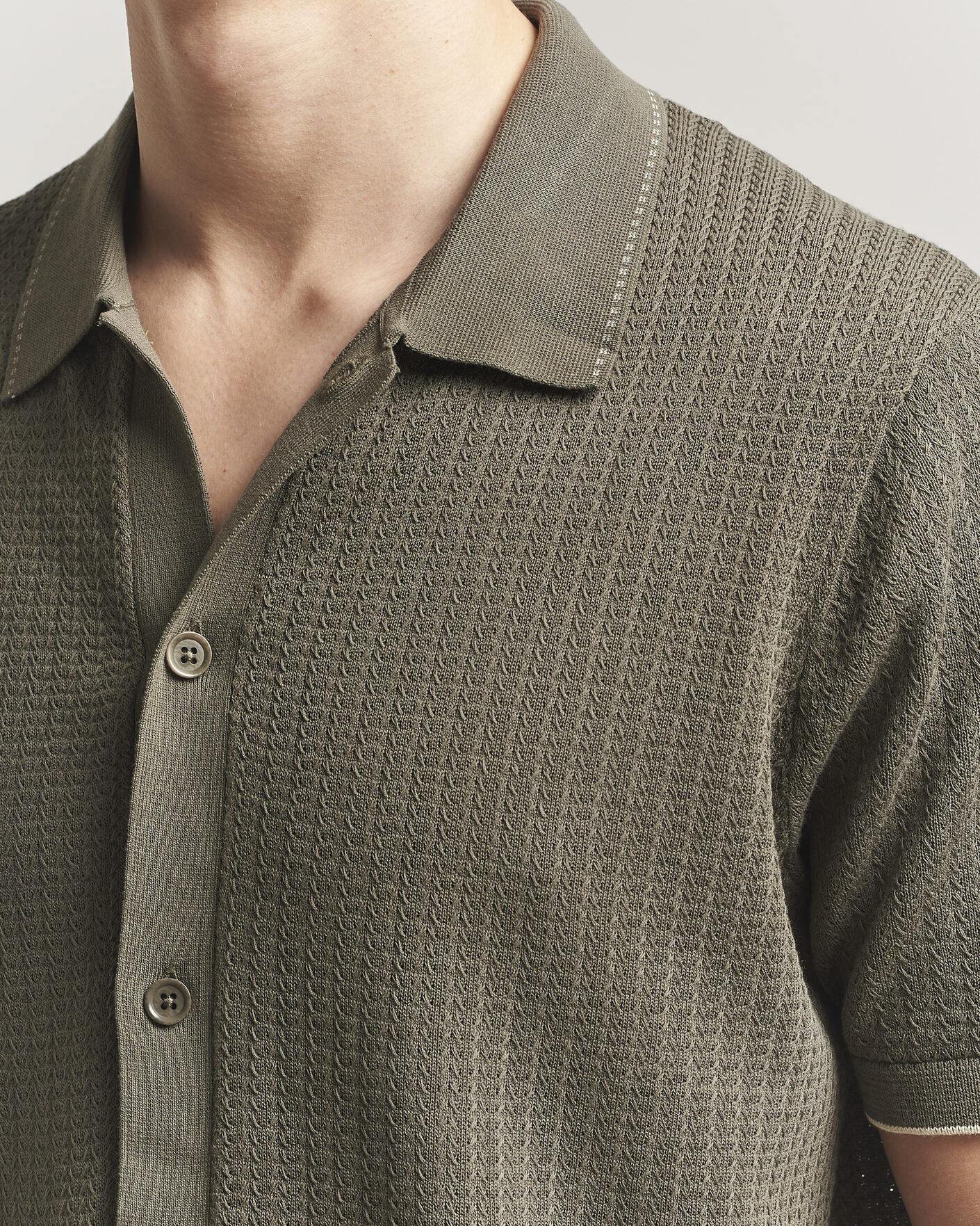 Herre | Skjorter | NN07 | Nalo Knitted Short Sleeve Shirt Capers Green