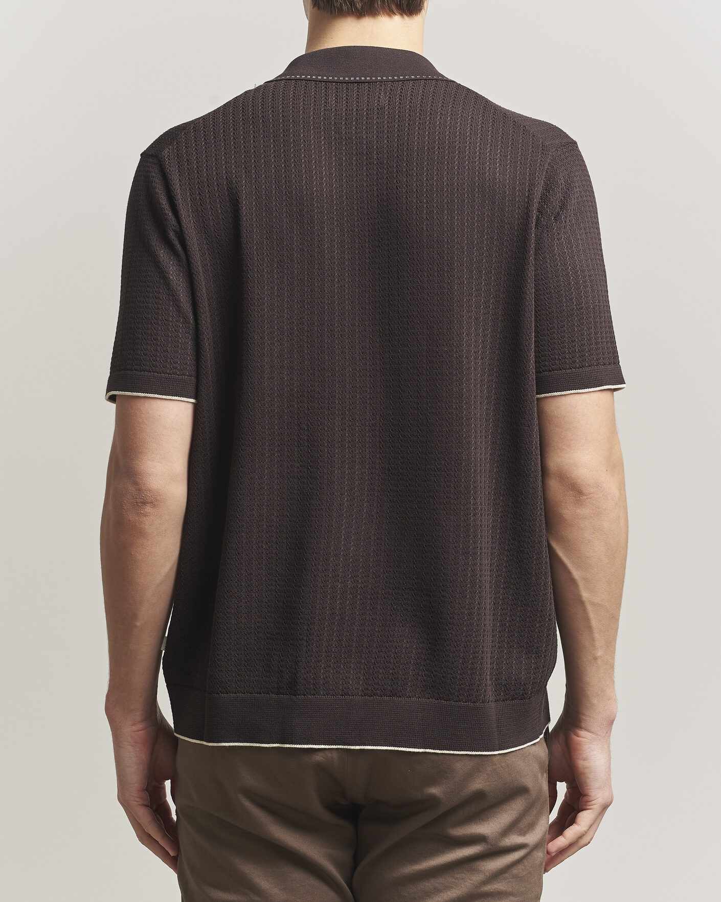 Herre | Skjorter | NN07 | Nalo Knitted Short Sleeve Shirt Deep Truffle