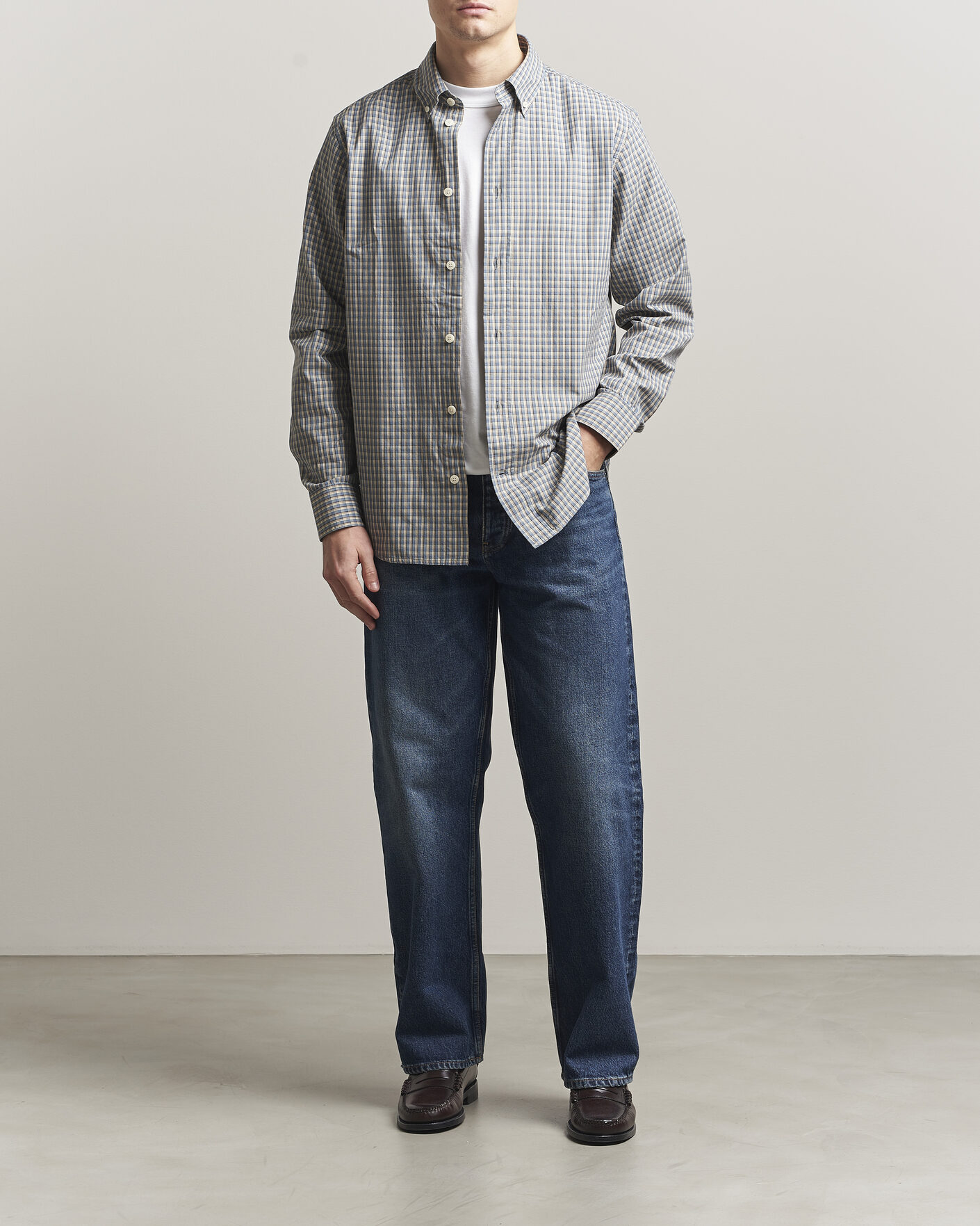 Herre | Skjorter | NN07 | Colby Brushed Cotton Shirt Blue Check